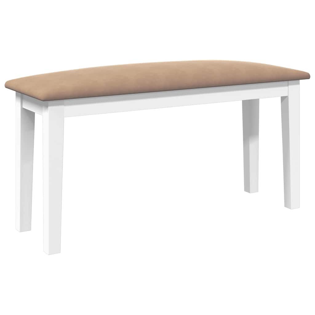 Essbank Bank 90 cm Weiß Massivholz Gummibaum