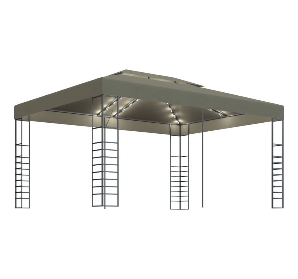 Thumbnail - vidaXL Pavillon, Pavillon mit LED-Lichterkette 3x4 m Taupe