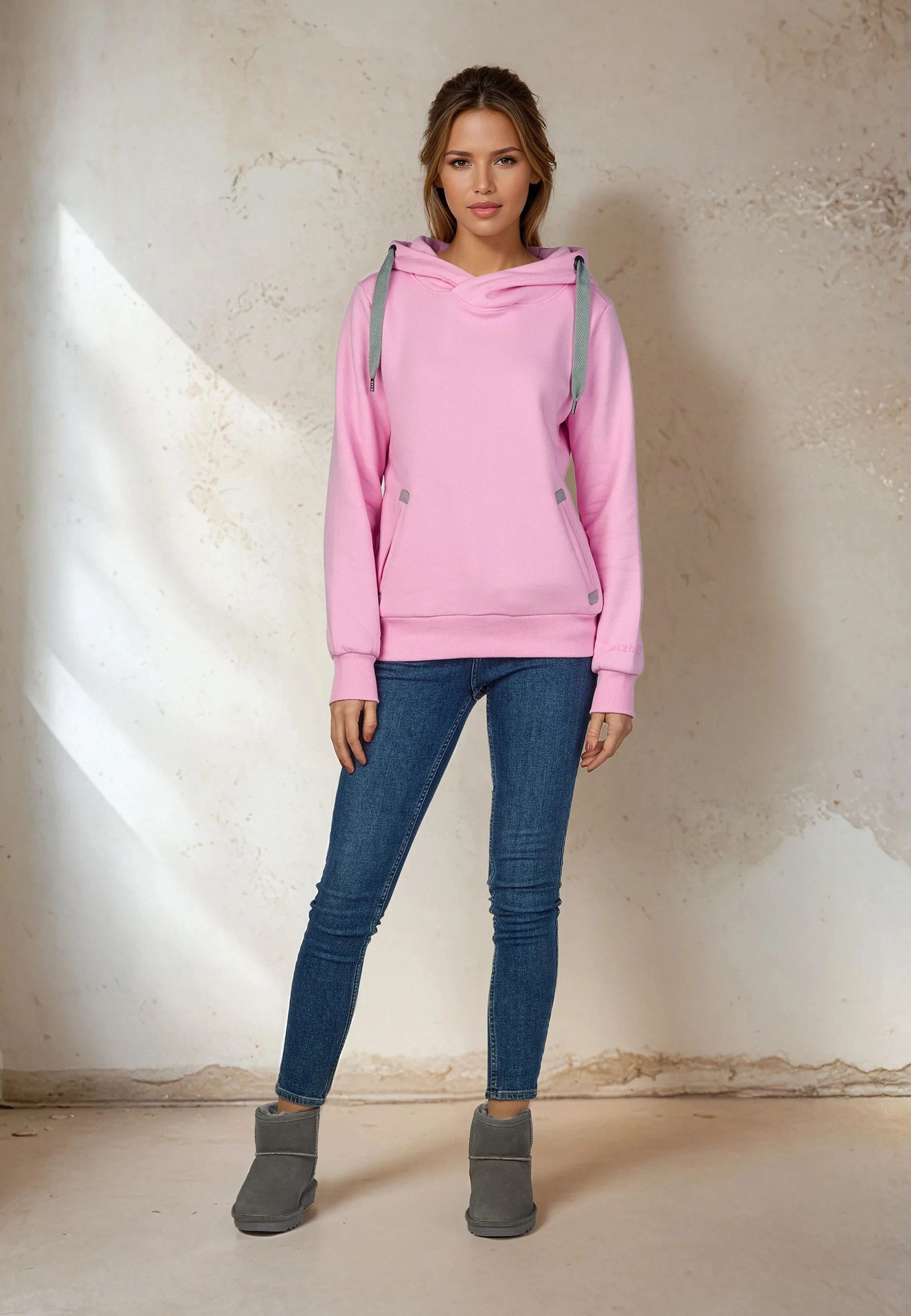 salzhaut Hoodie SÜNN Damen Tailliert salzhaut Kapuzenpullover – bequemer Fit und nordisch klares Design