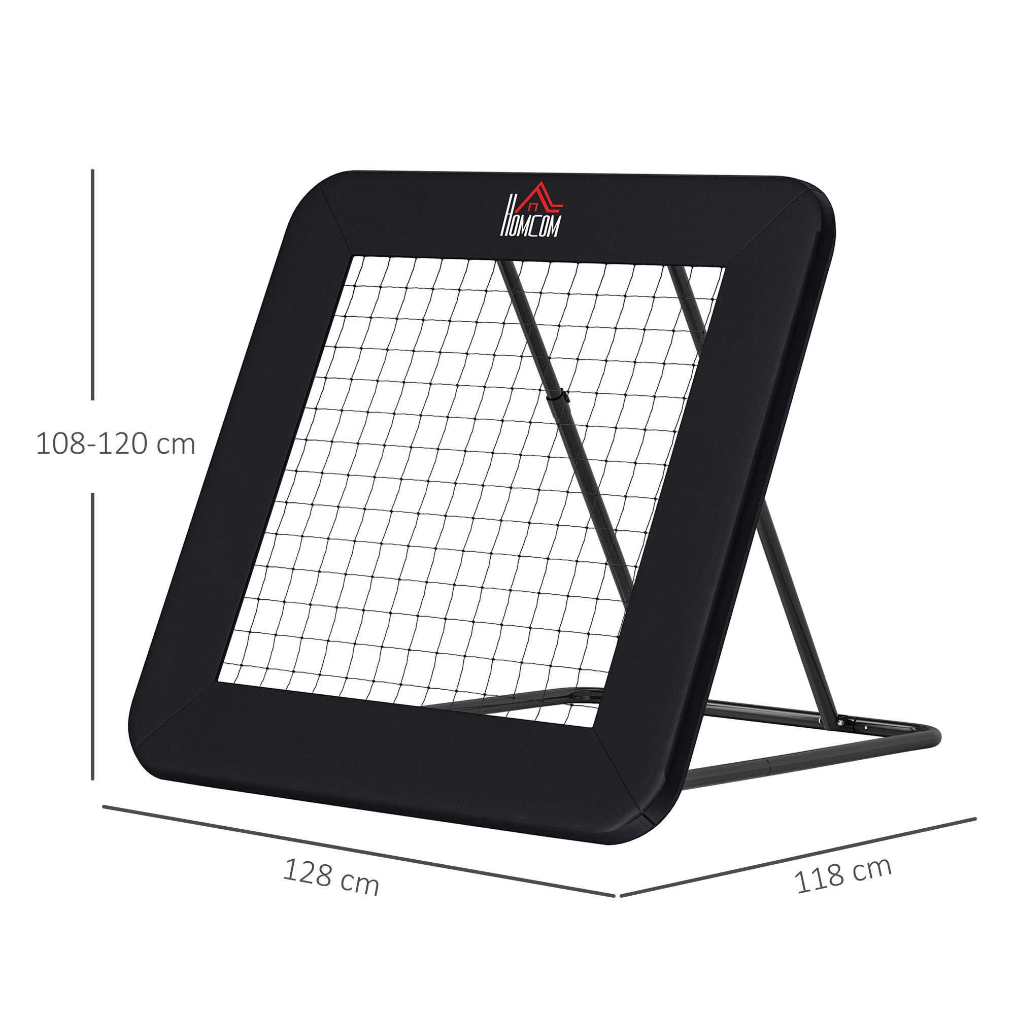 HOMCOM Rebounder Fußball klappbar Kickback Tor Rückprallwand Netz, (für Baseball Basketball Volleyball, 1-St., Verstellbar in 5 Stufen), 128 x 118 x 108-120cm