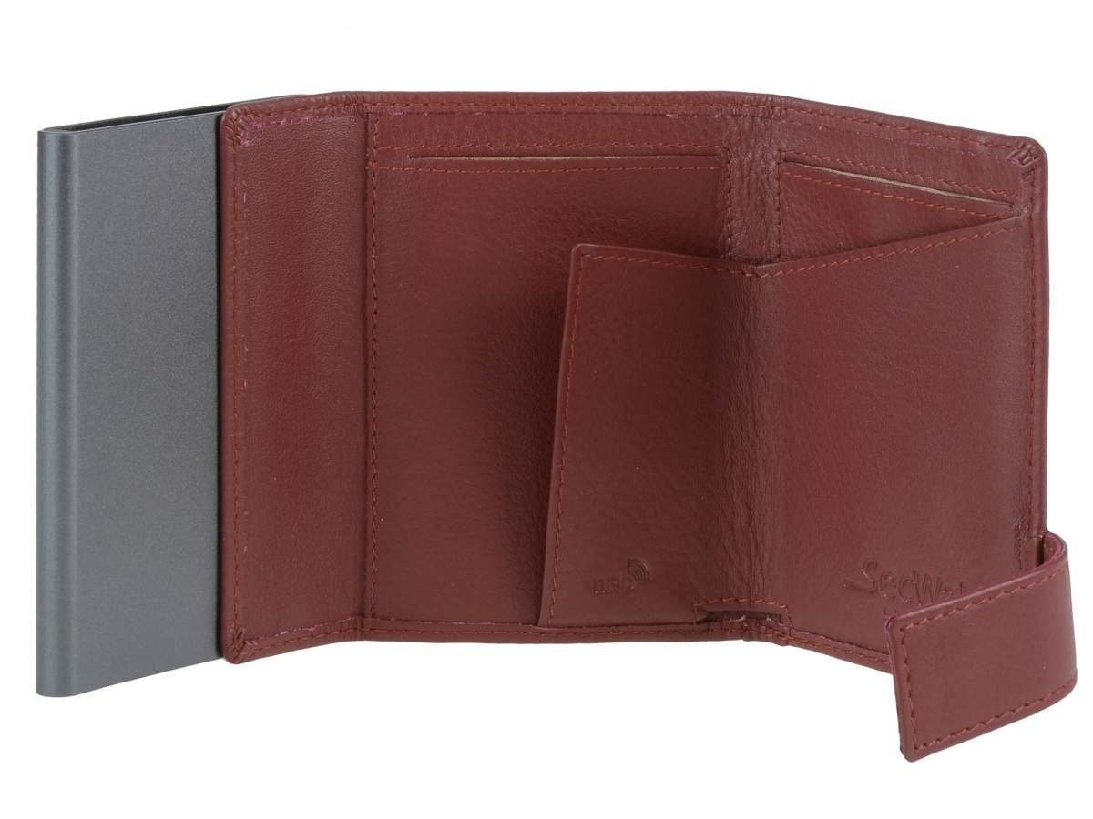Minibörse, Kartenetui und Münzfach RFID SecWal SW1, rot Kartenbörse, Geldbörse Alucase, Schutz