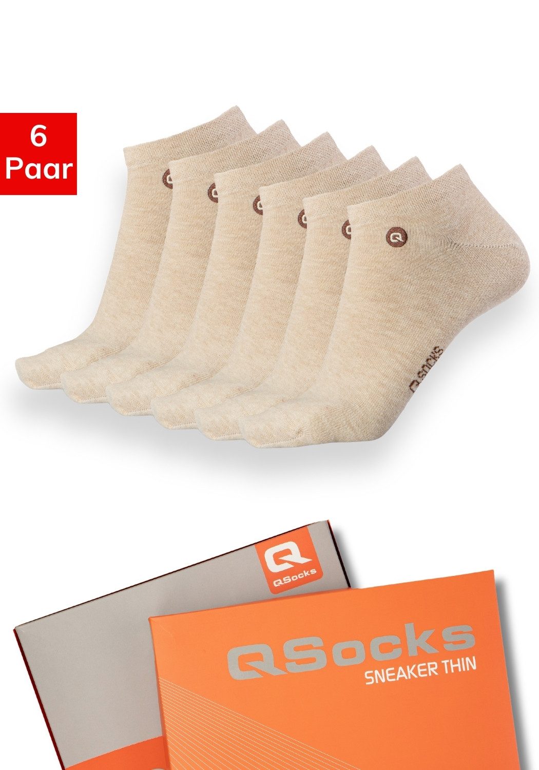 QOLONIA Kurzsocken Sneaker Socken Damen Herren dünn 35-46 (Packung, 6 Paar) aus leichter Baumwolle