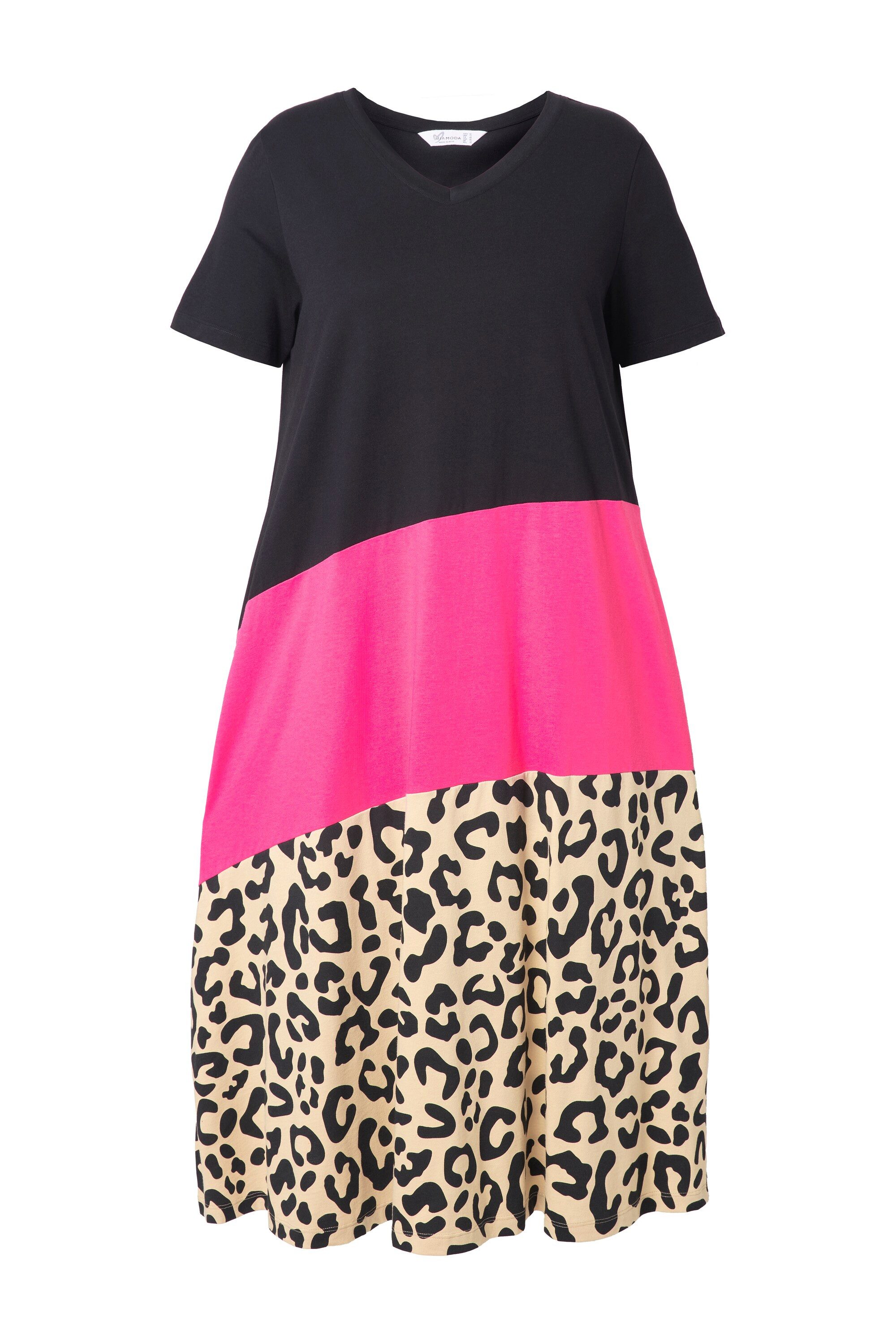 MIAMODA Jerseykleid Kleid A-Linie Colorblocking mit Animalprint günstig online kaufen