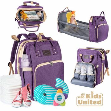 all Kids United Wickelrucksack Babytasche mit Kinderbett (Set, Baby-Rucksack, Wickelauflage, integriertem Babybett, Kinderwagen-Haken)