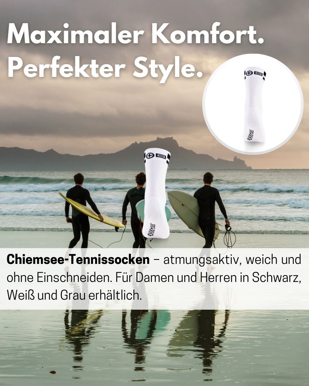 Chiemsee Tennissocken Sportsocken Damen und Herren 6 Paar Crew Socken elastischer Komfortbund und flache Zehennaht