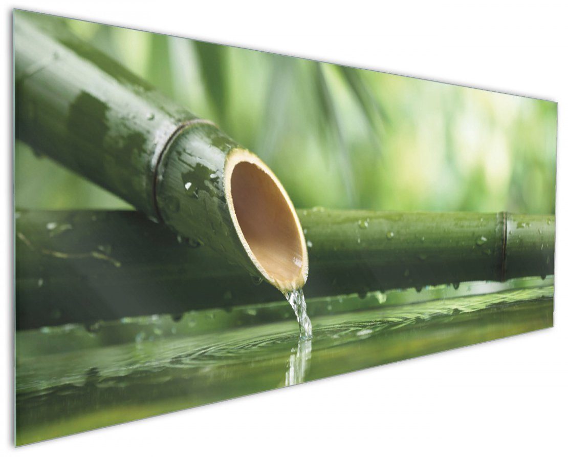 Wallario Küchenrückwand Bambusquelle Bambusrohr mit Wasser, (1-tlg)