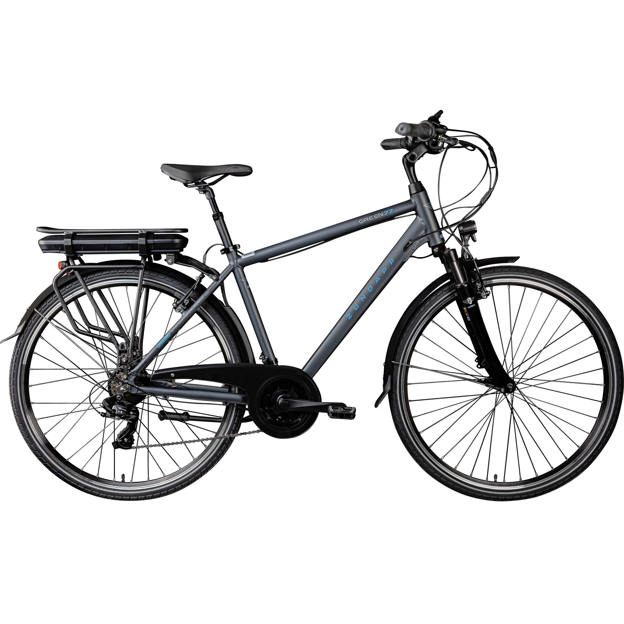 Zündapp E-Bike Trekkingrad Green 7.7 Herren, 21 Gang Shimano Tourney Schaltwerk, Kettenschaltung, Heckmotor, 536 Wh, Pedelec, Elektrofahrrad für Damen u. Herren