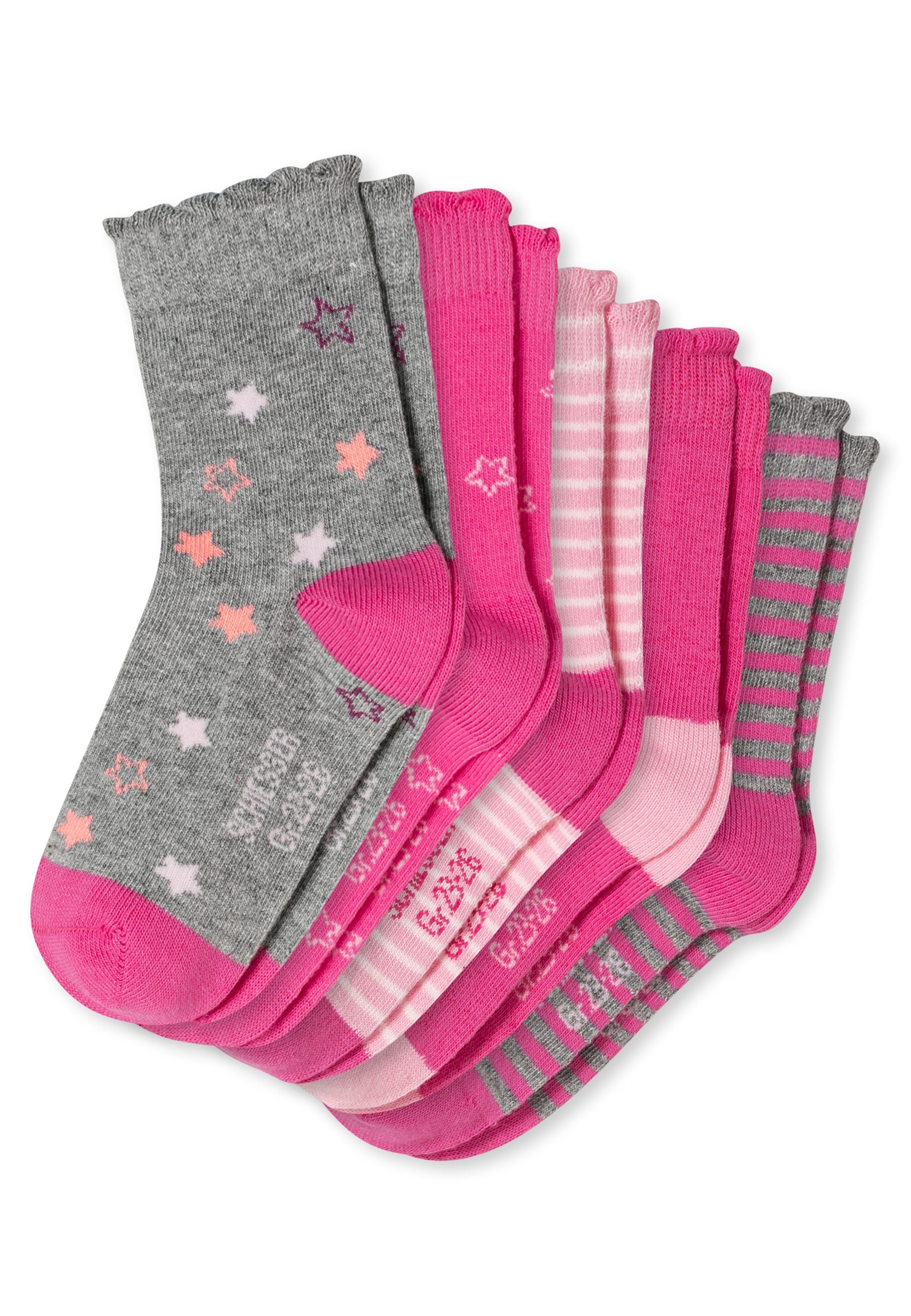 5 - - Stern 5-Paar) - Baumwolle Langsocken Pink Mädchen Schiesser Paar (Spar-Set, Kindersocken