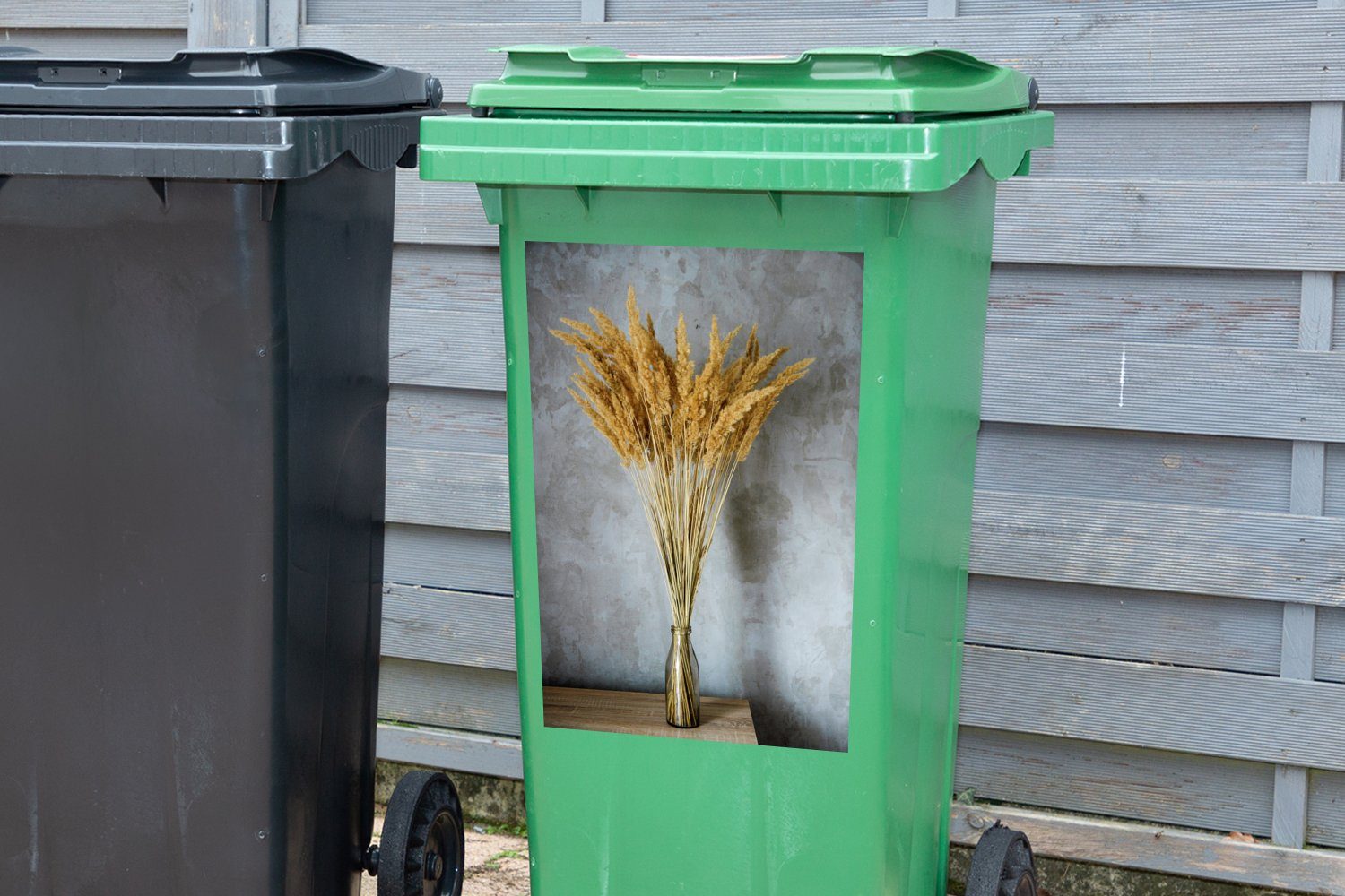 St), Abfalbehälter Blumen Mülleimer-aufkleber, MuchoWow Getrocknete Sticker, - Mülltonne, (1 Container, Wandsticker Vase Stilleben -