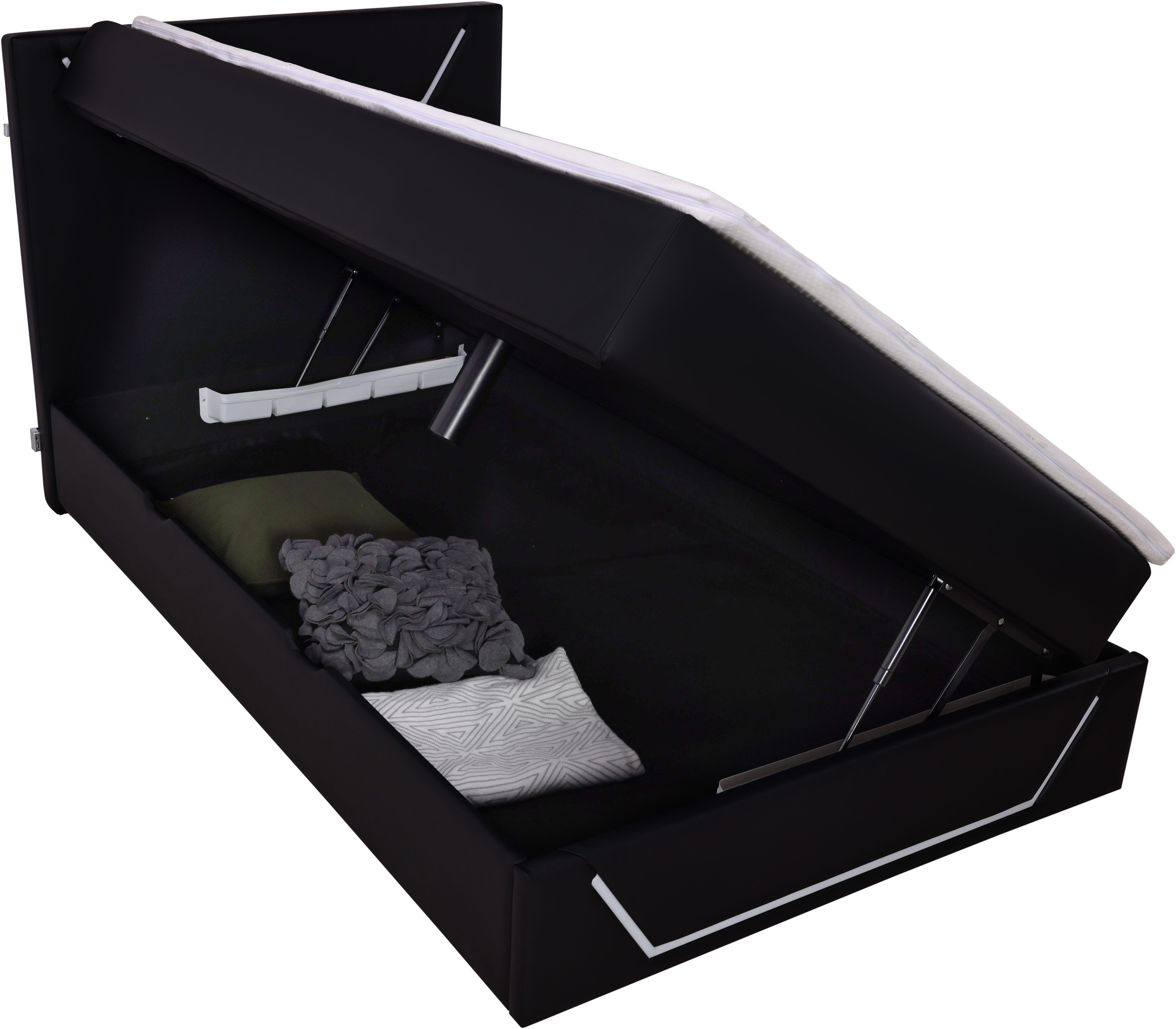 Home affaire Boxbett GALAXY inkl. Bettkasten, mit grüner LED-Beleuchtung, Breite: 120cm, Gamingbett mit USB-C und USB-A Anschluss am Kopfteil, inkl. Topper