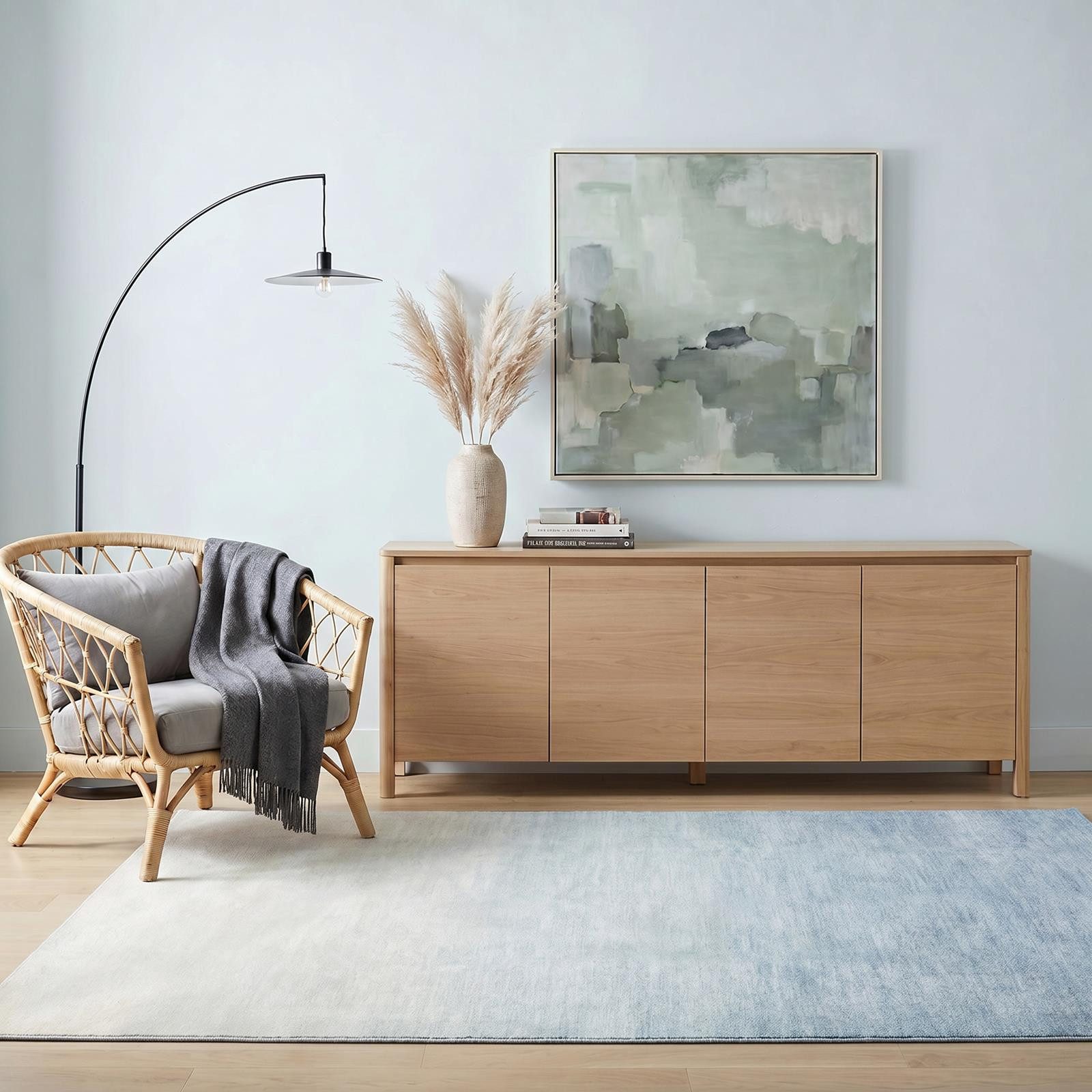 IDIMEX Teppich OMBRE, Wohnzimmerteppich 160x230cm Kurzflor, waschbar mit Ombre-Design blau