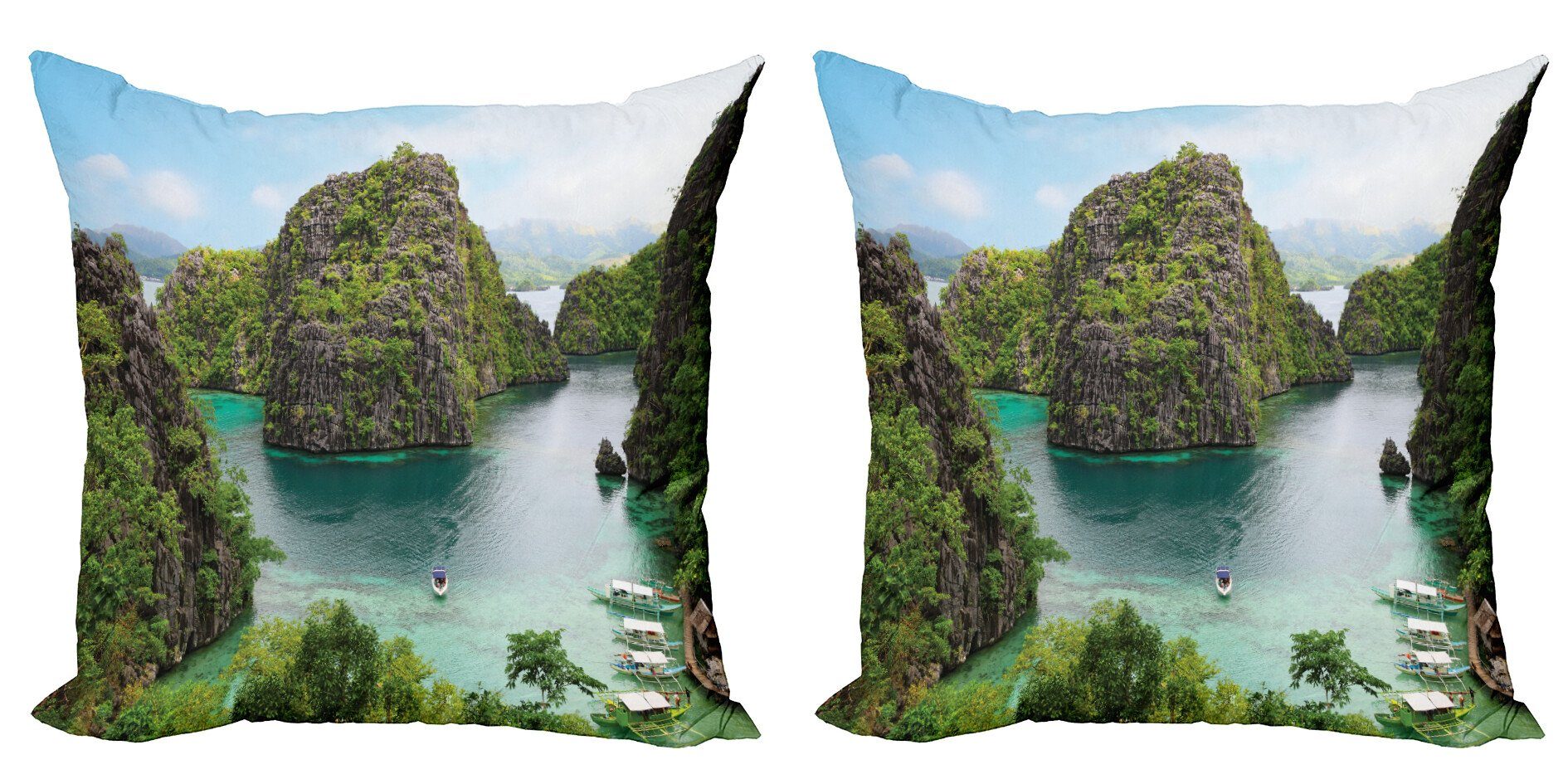 Modern Stück), Accent Doppelseitiger (2 Philippinen Cliff Landschaft Digitaldruck, in Kissenbezüge Abakuhaus