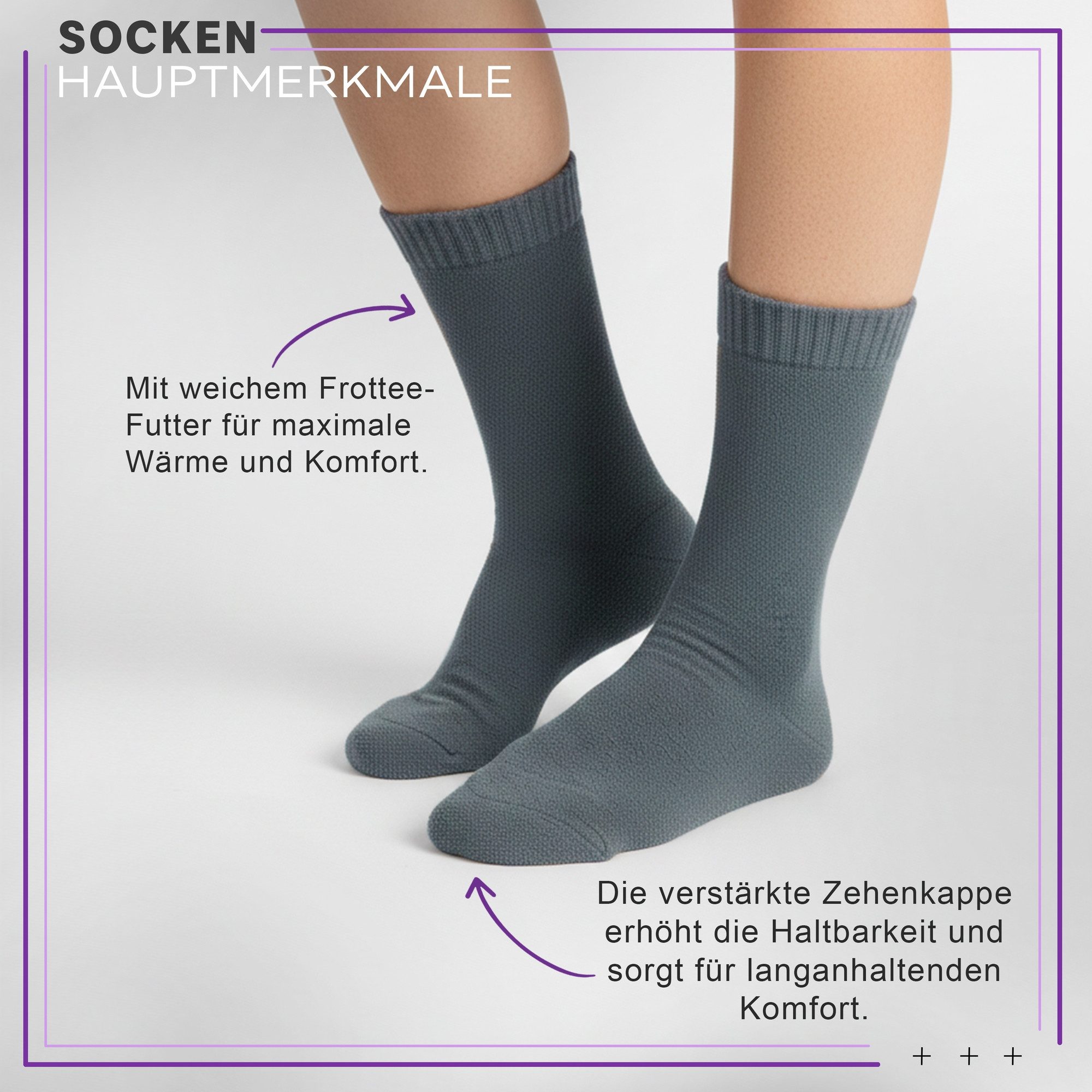 German Wear Kuschelsocken GW272 3er Pack Terrysocken (3er-Pack) Frottee-Baumwollsocken – für das ganze Jahr geeignet