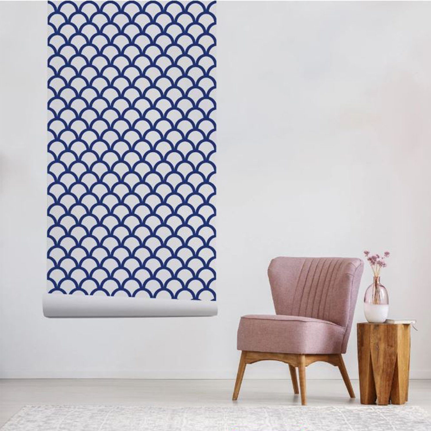 Tulup Fototapete Modern Fototapete Wohnzimmer XXL Wand Tapete - Blaue Fischschuppe