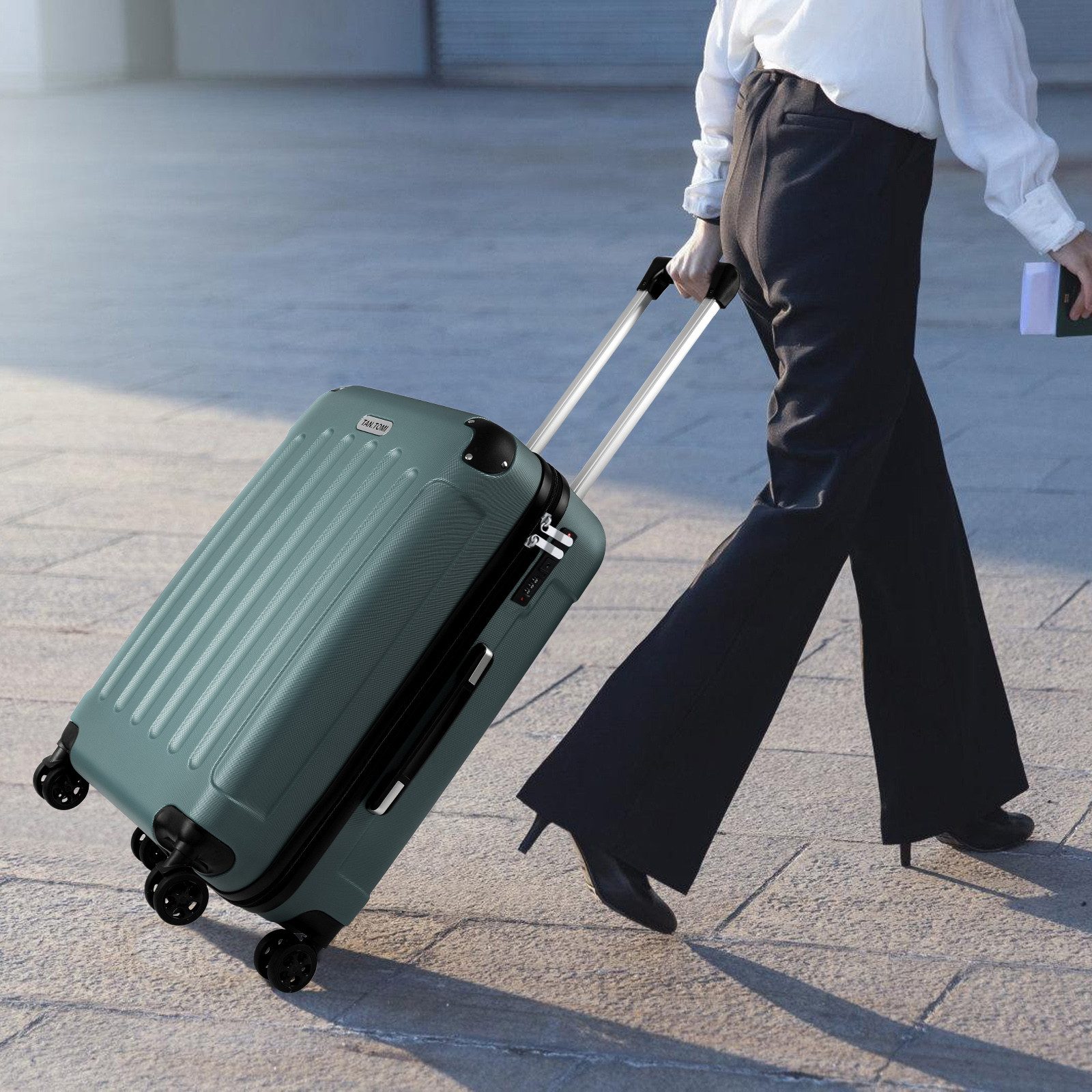 TAN.TOMI Handgepäckkoffer Koffer Trolley Rollkoffer Reisekoffer Handgepäck 4 Rollen (M-L-XL), 4 Rollen, Trolley Handgepäck Große Kapazität mit 4 Rollen und Zahlenschloss