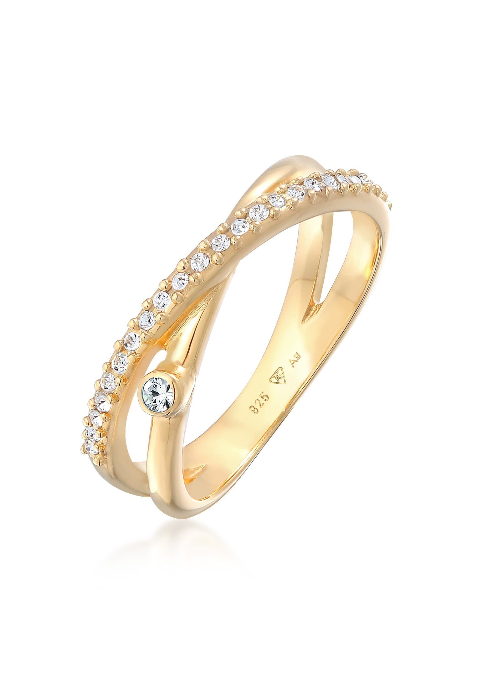 Fingerring Wickelring X Glamour 925 Silber, mit Kristallen von Swarovski®