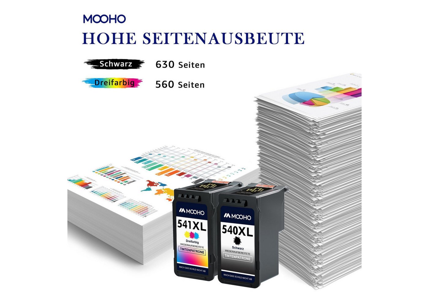 Thumbnail - MOOHO 540 XXL Kompatibel für CANON PG-540XL CL-541XL Tintenpatrone (MG4250 MG4150 MG3650 MG3550 MG3250 MG3155 MG3150 MG2...