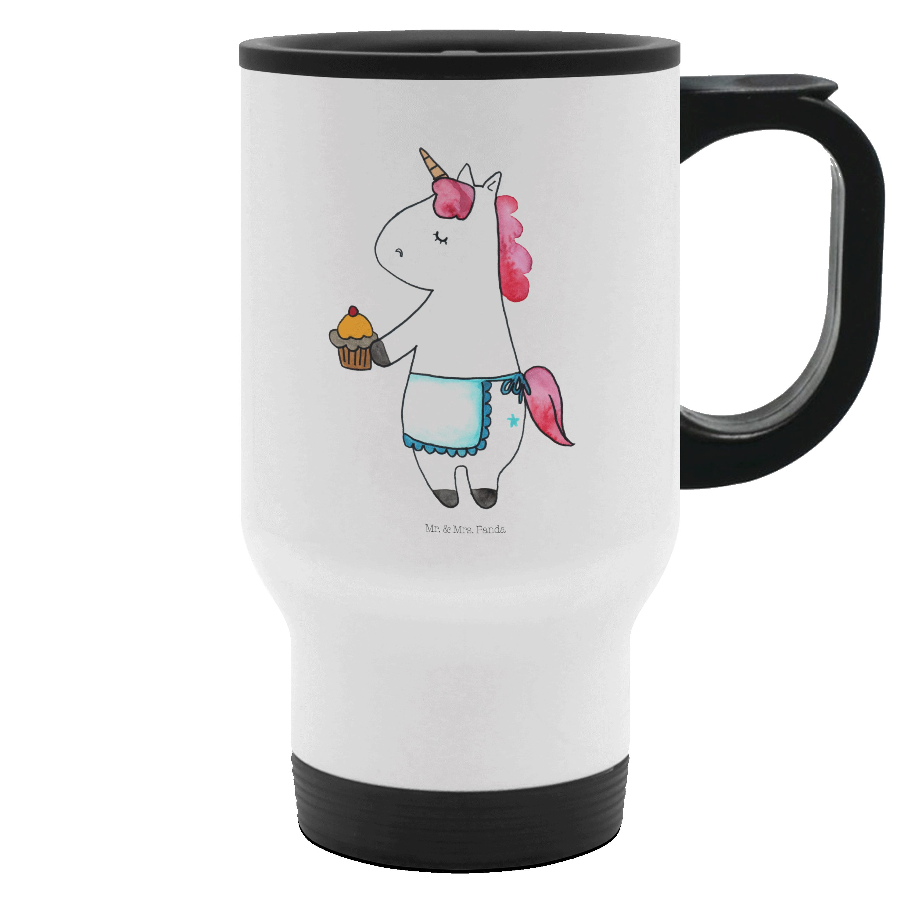 Mr. & Mrs. Panda Thermobecher Einhorn Muffin, Thermobecher, Weiß, Grüße, To-Go-Becher, Thermobecher, 1-tlg., Edelstahl