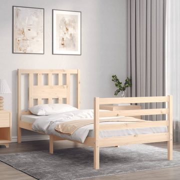 vidaXL Bett Massivholzbett mit Kopfteil 90x200 cm