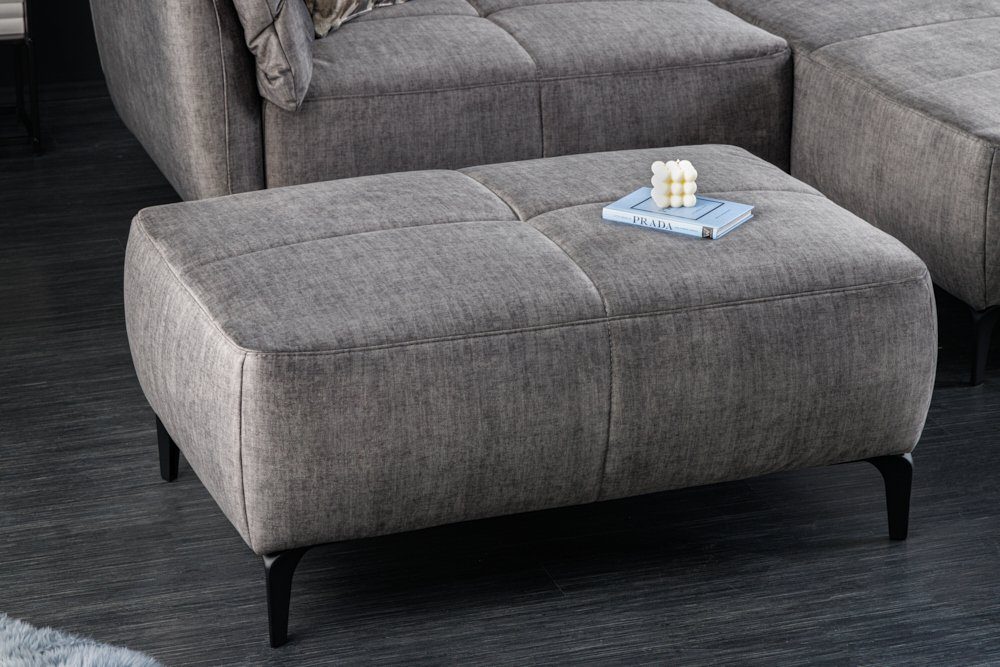 riess-ambiente Табуретки MARRAKESCH 110cm grau / schwarz (Einzelartikel, 1 St), Wohnzimmer · Samt · für Sofas · Ziersteppung · Design