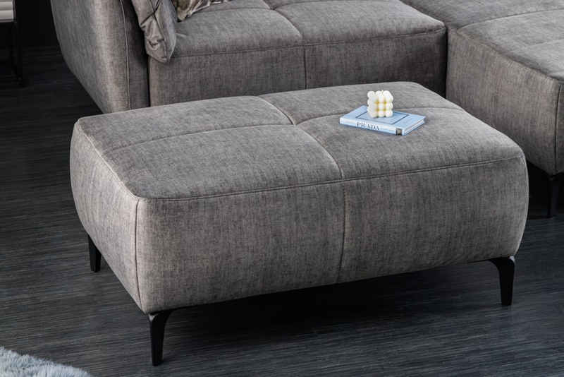 riess-ambiente Hocker MARRAKESCH 110cm grau / schwarz (Einzelartikel, 1 St), Wohnzimmer · Samt · für Sofas · Ziersteppung · Design