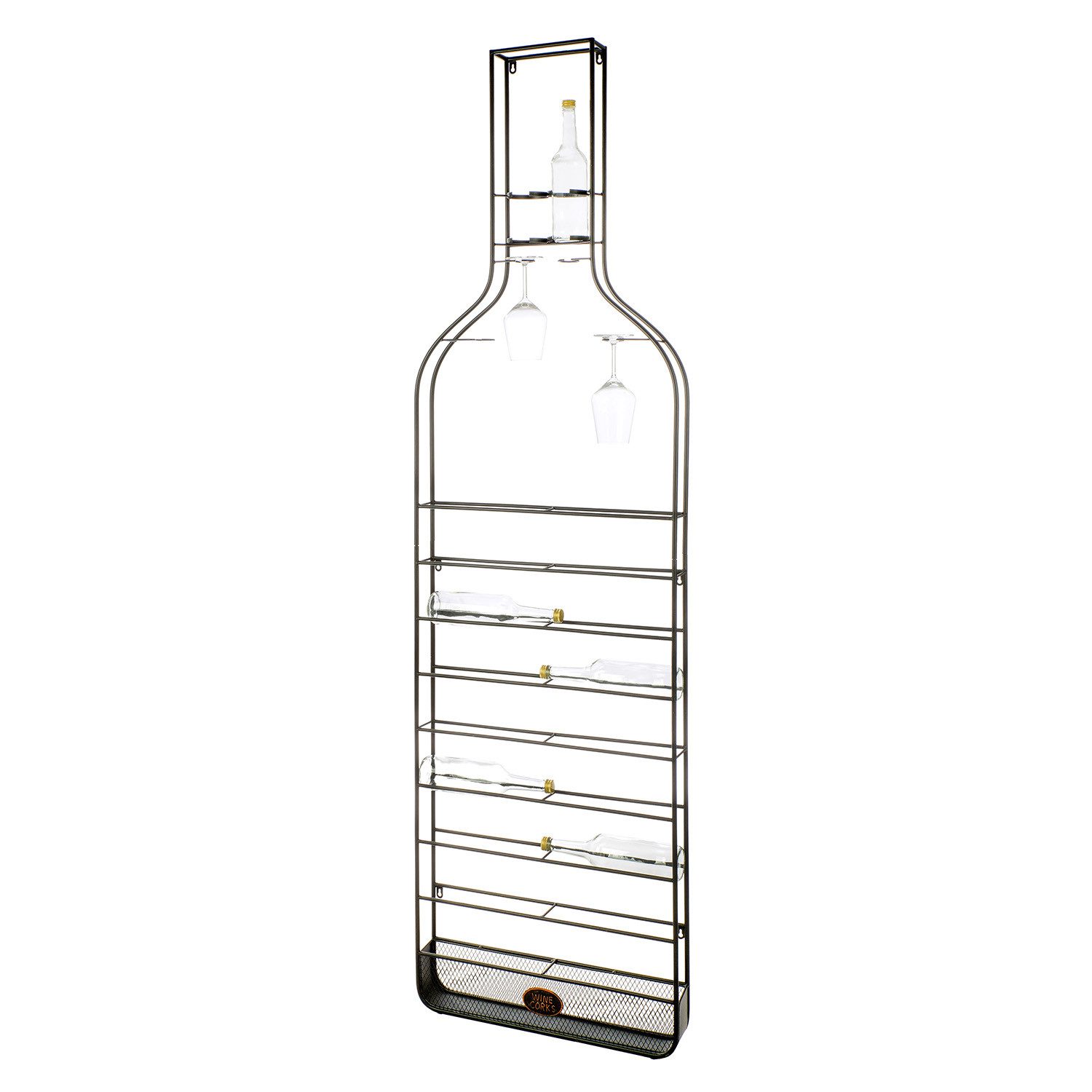 GILDE Weinregal CORK - Weinregal aus Metall - schwarz - H. 204cm - für 20 Weinflaschen, 1xWeinregal, Regal - Wein - Geschenk - Hingucker - Wanddekoration - Korken