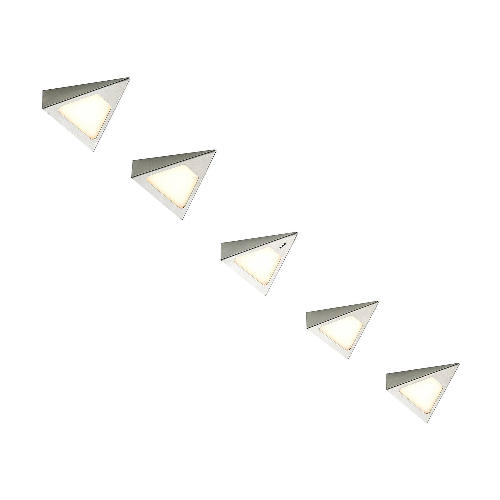 Prios Schrankleuchte Odia, dimmbar, LED-Leuchtmittel fest verbaut, warmweiß, Modern, Edelstahl, Kunststoff, Edelstahl, 5 flammig, inkl.