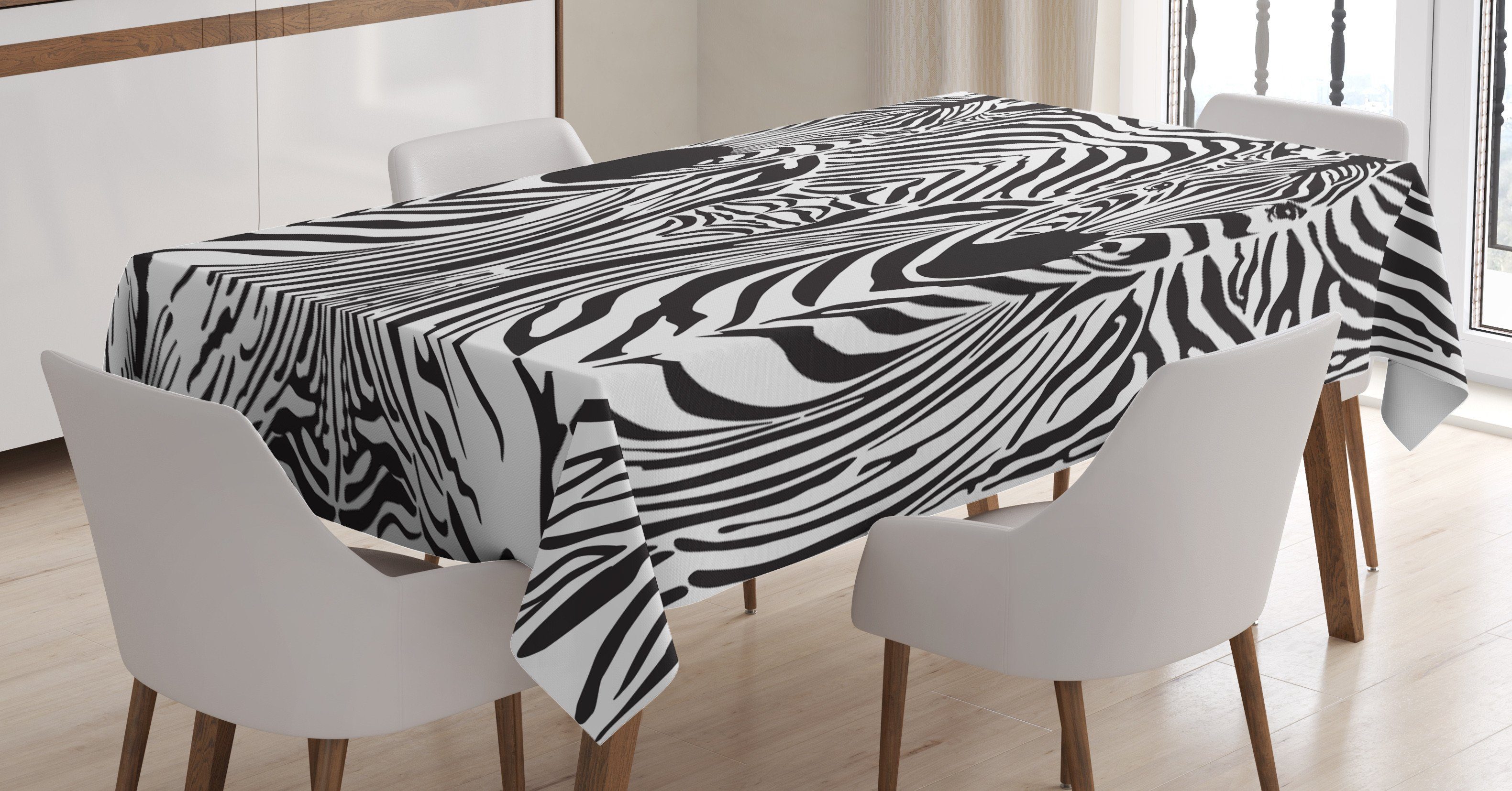 Außen Bereich Abakuhaus Zebra-Streifen geeignet den Safari Farben, Tischdecke Klare Schwarz-Weiss Waschbar Für Farbfest