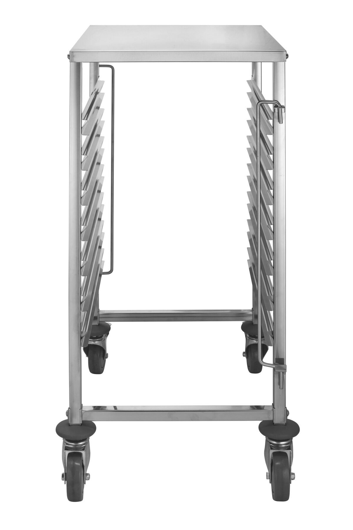 GastroHero Regaltransportwagen Regalwagen Edelstahl 7 Ebenen 600x400 mm mit Arbeitsplatte, Regalwagen mit Arbeitsplatte und M-Schienen