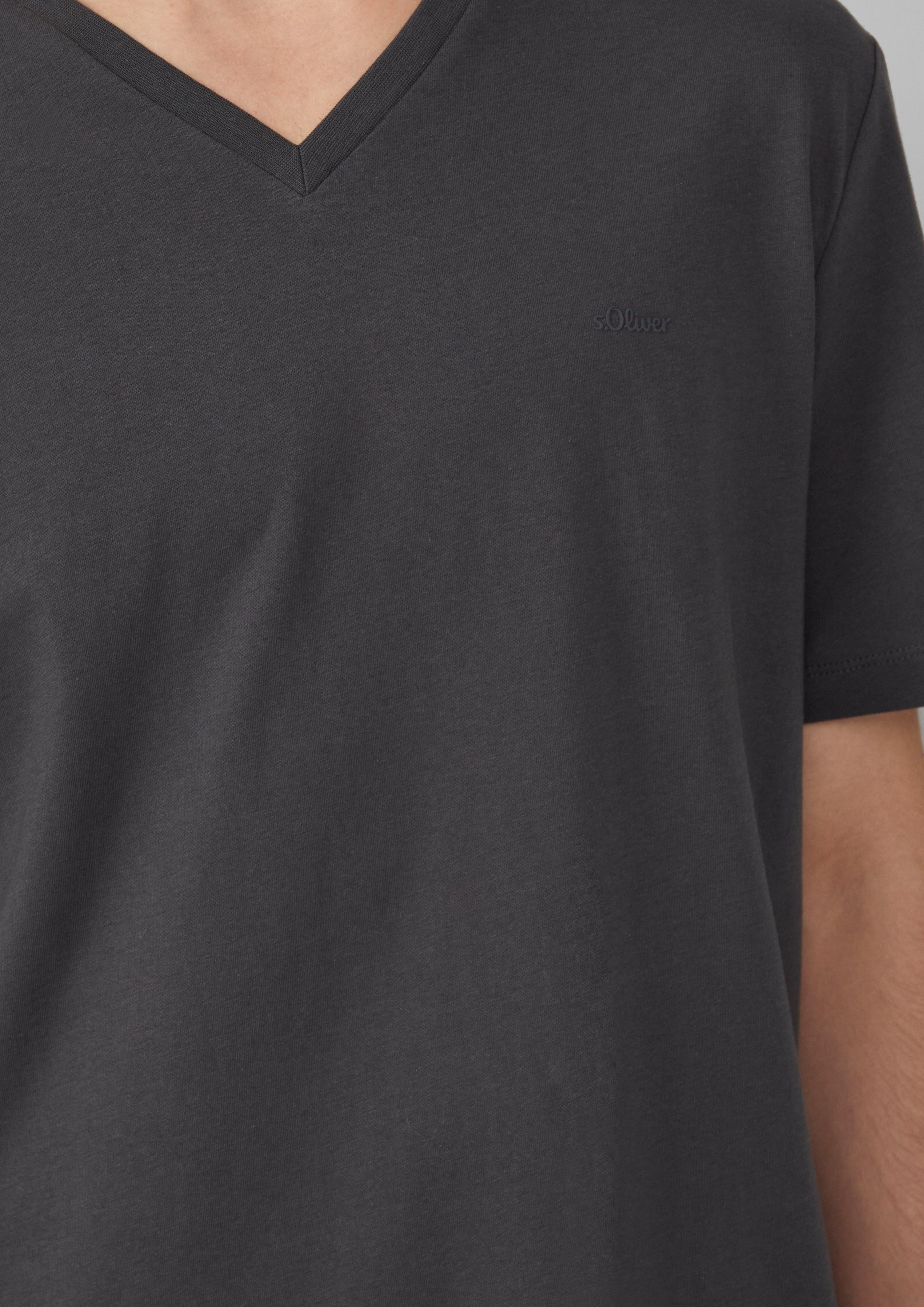 s.Oliver Kurzarmshirt Jersey-T-Shirt mit V-Ausschnitt und günstig online kaufen
