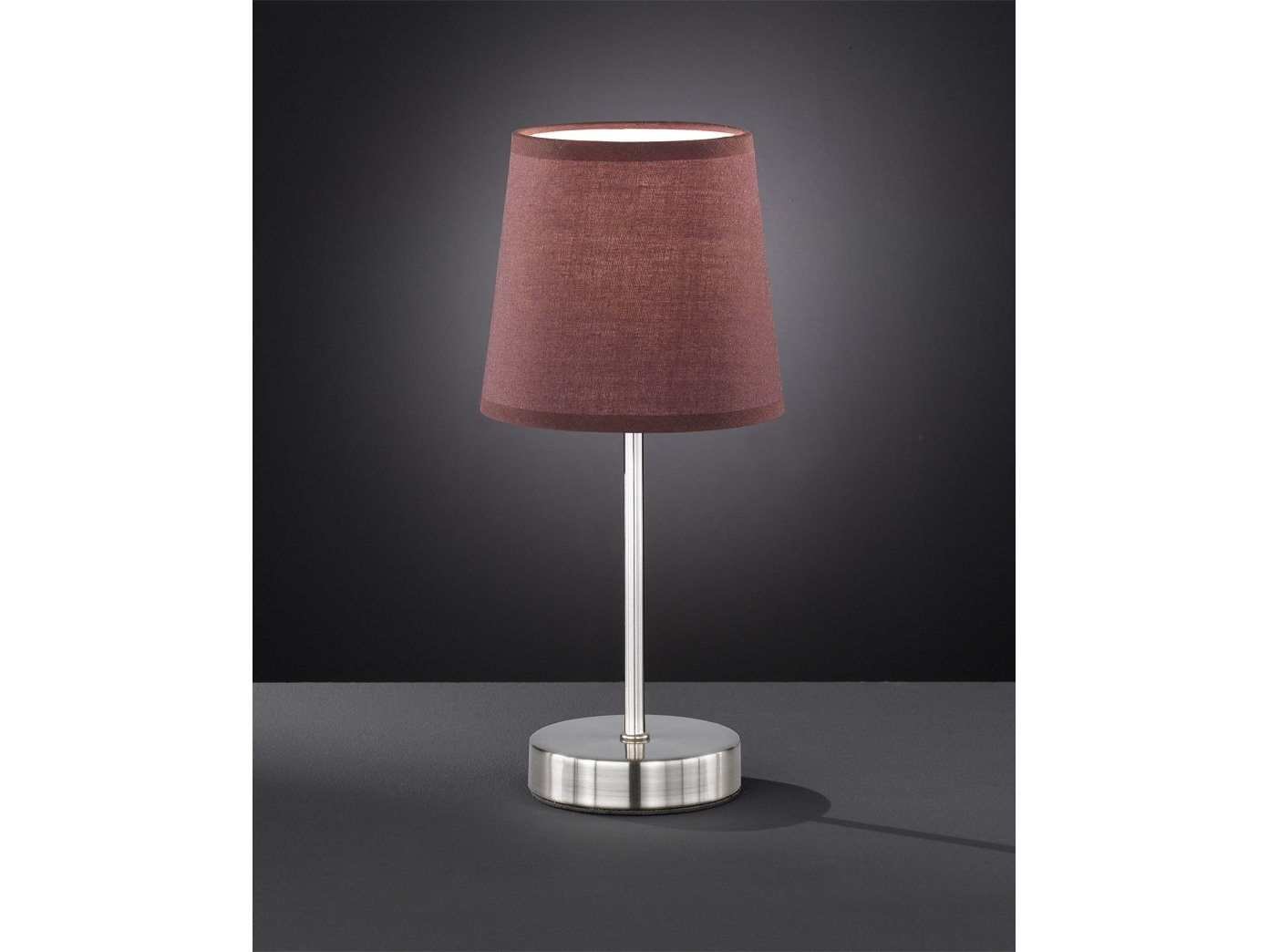 WOFI LED Tischleuchte, LED wechselbar, Warmweiß, Design-klassiker Nachttischlampe mit Stoff Lampenschirm Braun, H: 32cm