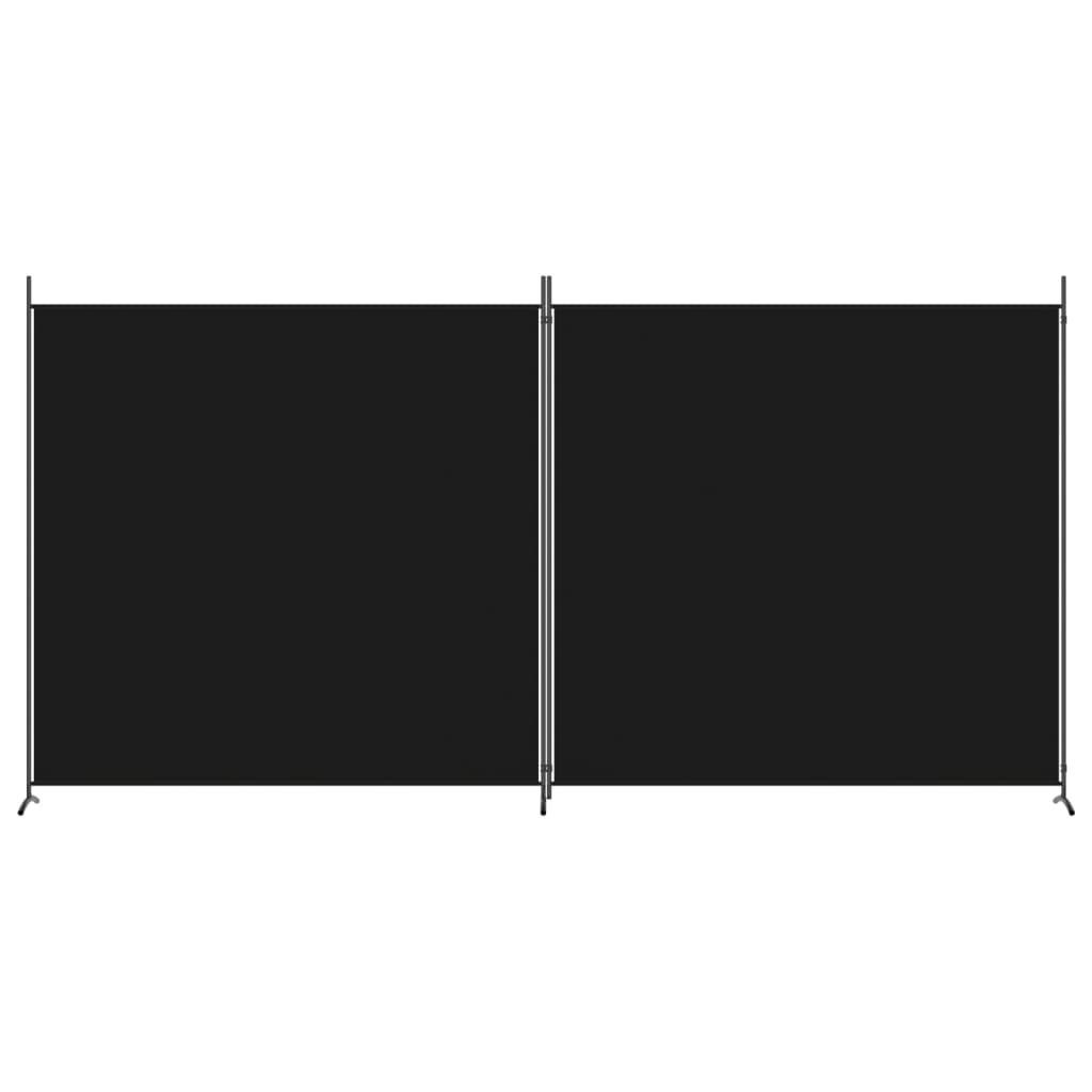 vidaXL Paravent 348 x 180 cm 2-tlg Paravent Schwarz 348x180 cm Stoff Spanische Wand Si