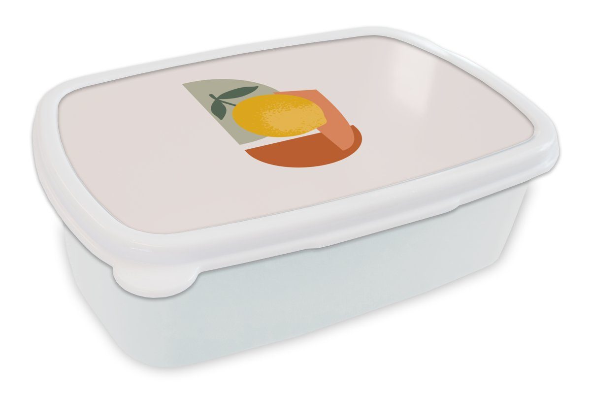 MuchoWow Lunchbox Zitrone - Figuren - Sommer, Kunststoff, (2-tlg), Brotbox für Kinder und Erwachsene, Brotdose, für Jungs und Mädchen weiß