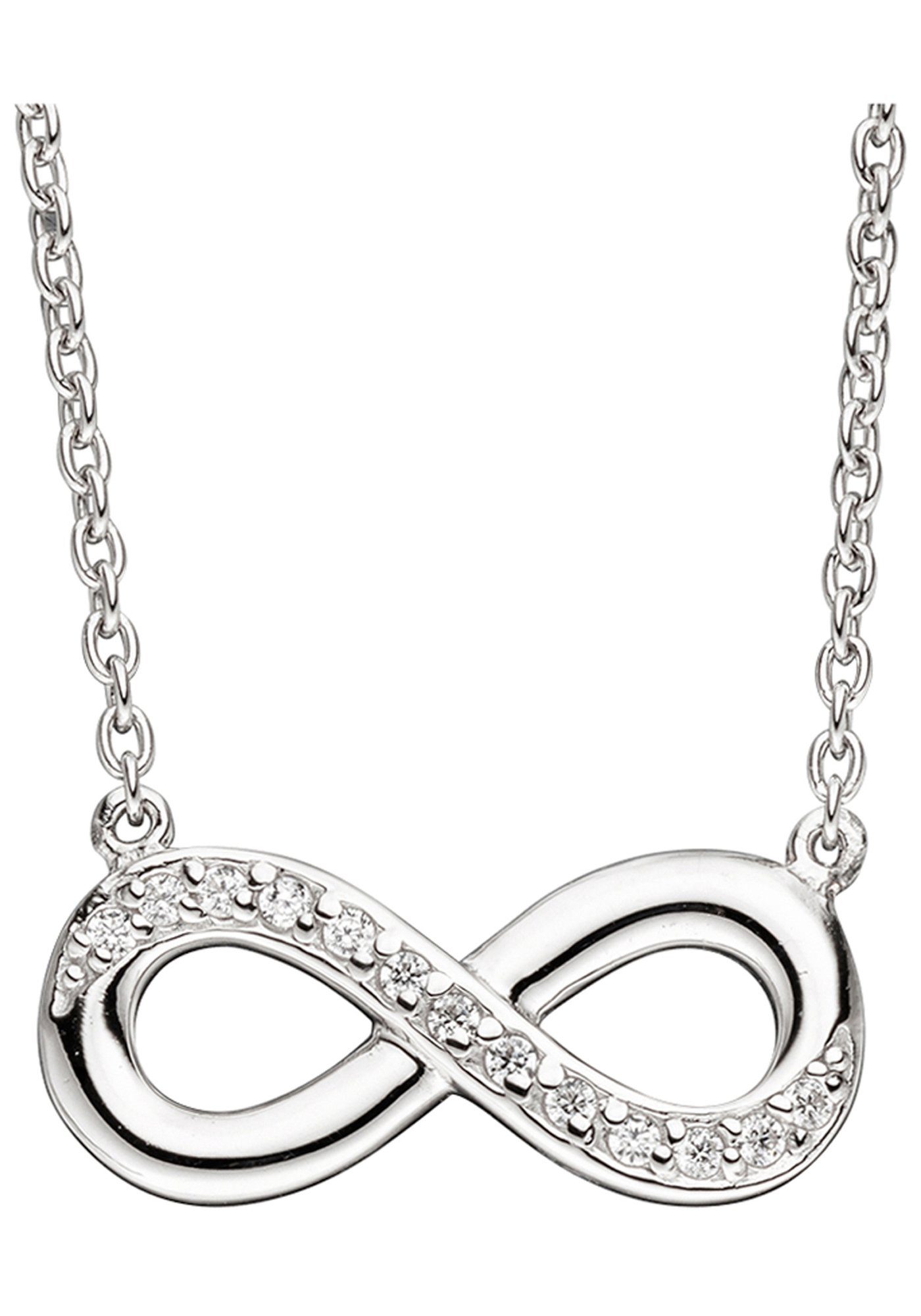 JOBO Kette mit Anhänger Unendlichkeit, 925 Silber mit 13 Zirkonia 41 cm