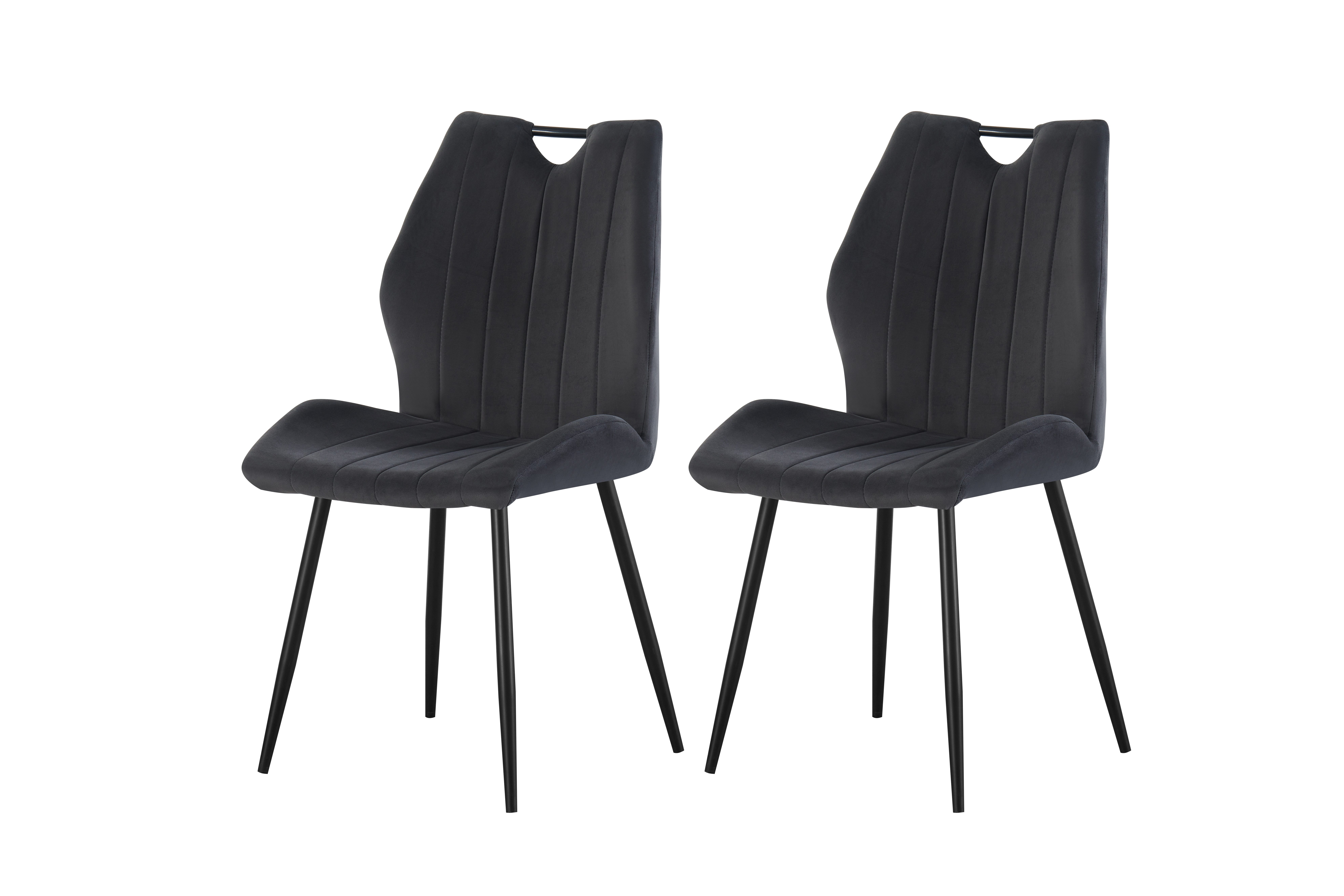 furnling Polsterstuhl Caryna (2er Set), Esszimmerstühle mit Samtbezug in anthrazit, mit Griffloch, Höhe 75 cm