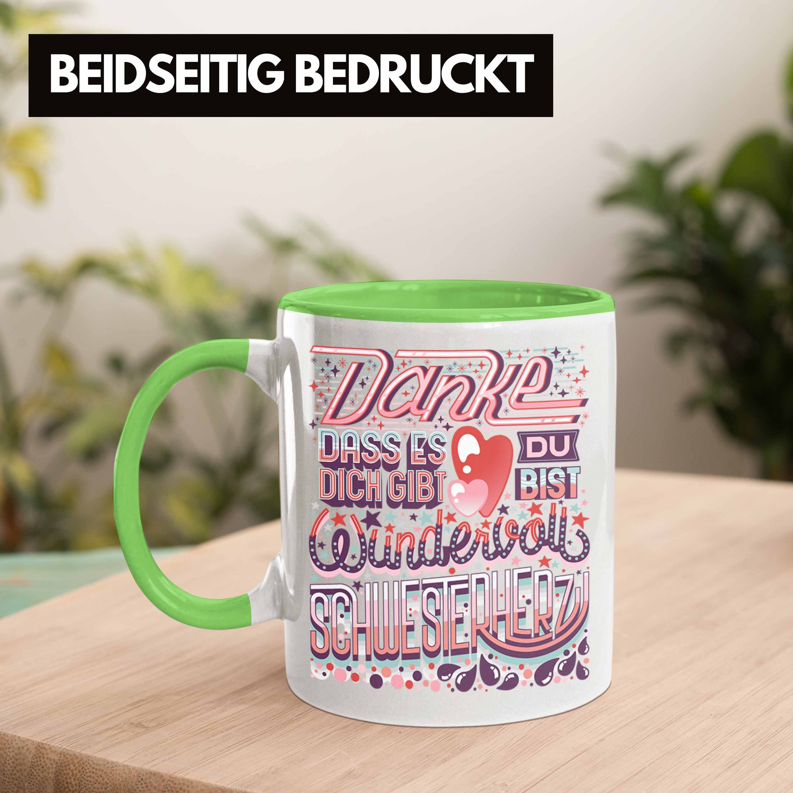 von Geschenkidee Tasse von Tasse Trendation Schwester Beste Geschenk Schwester Bruder Lieblingsschwester an Spruch Schwester Grün Trendation -