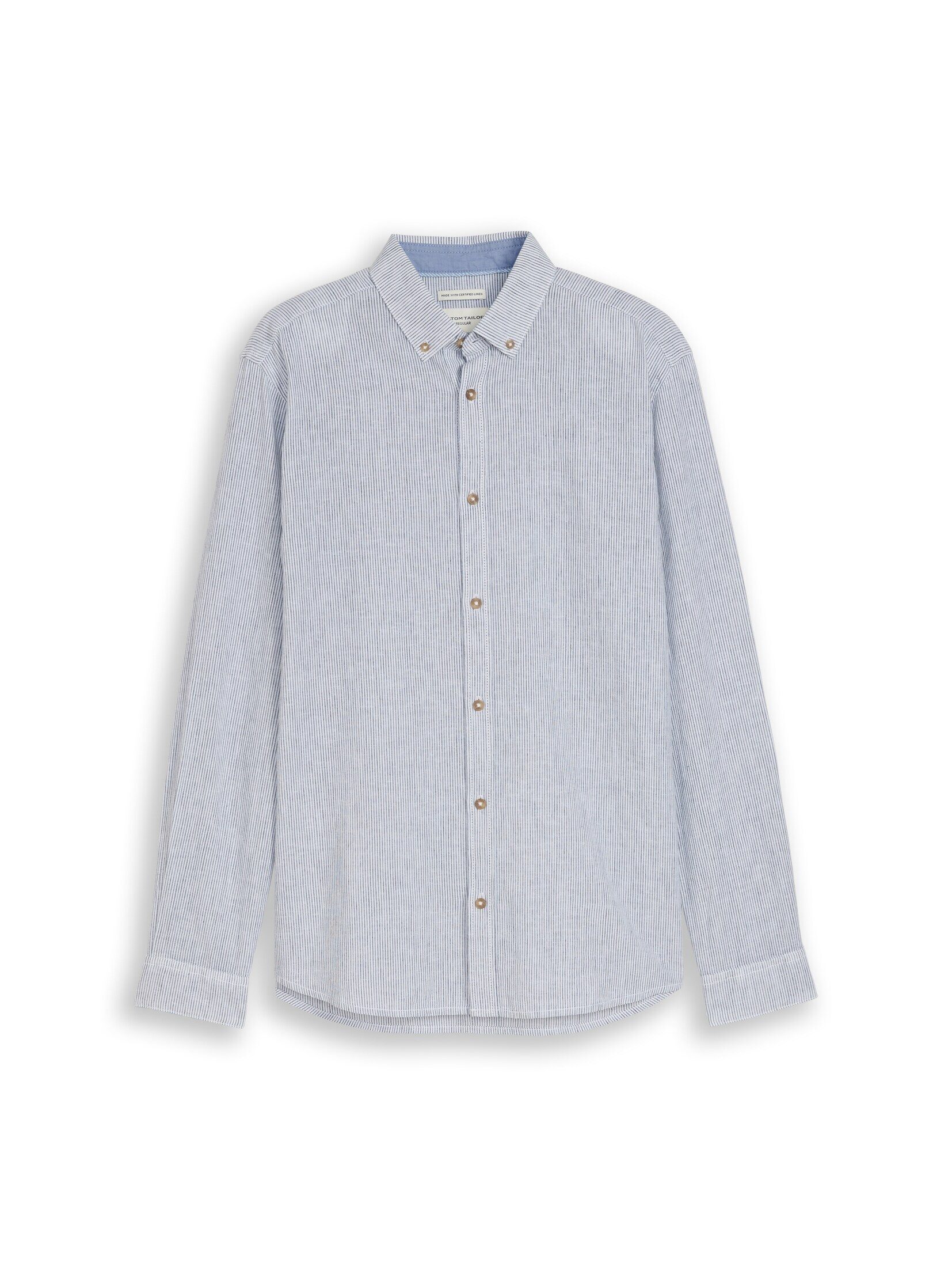 TOM TAILOR Langarmhemd Blusen & Shirts Regular Fit Hemd mit Leinenanteil