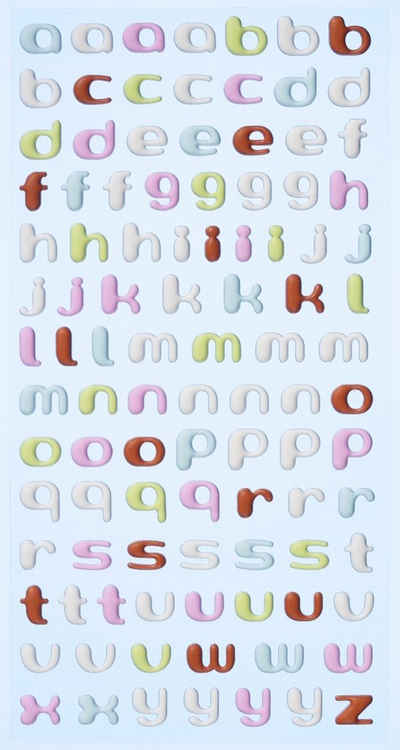 HobbyFun Sticker Softy Sticker, Kleinbuchstaben, pastell bunt, 18x9