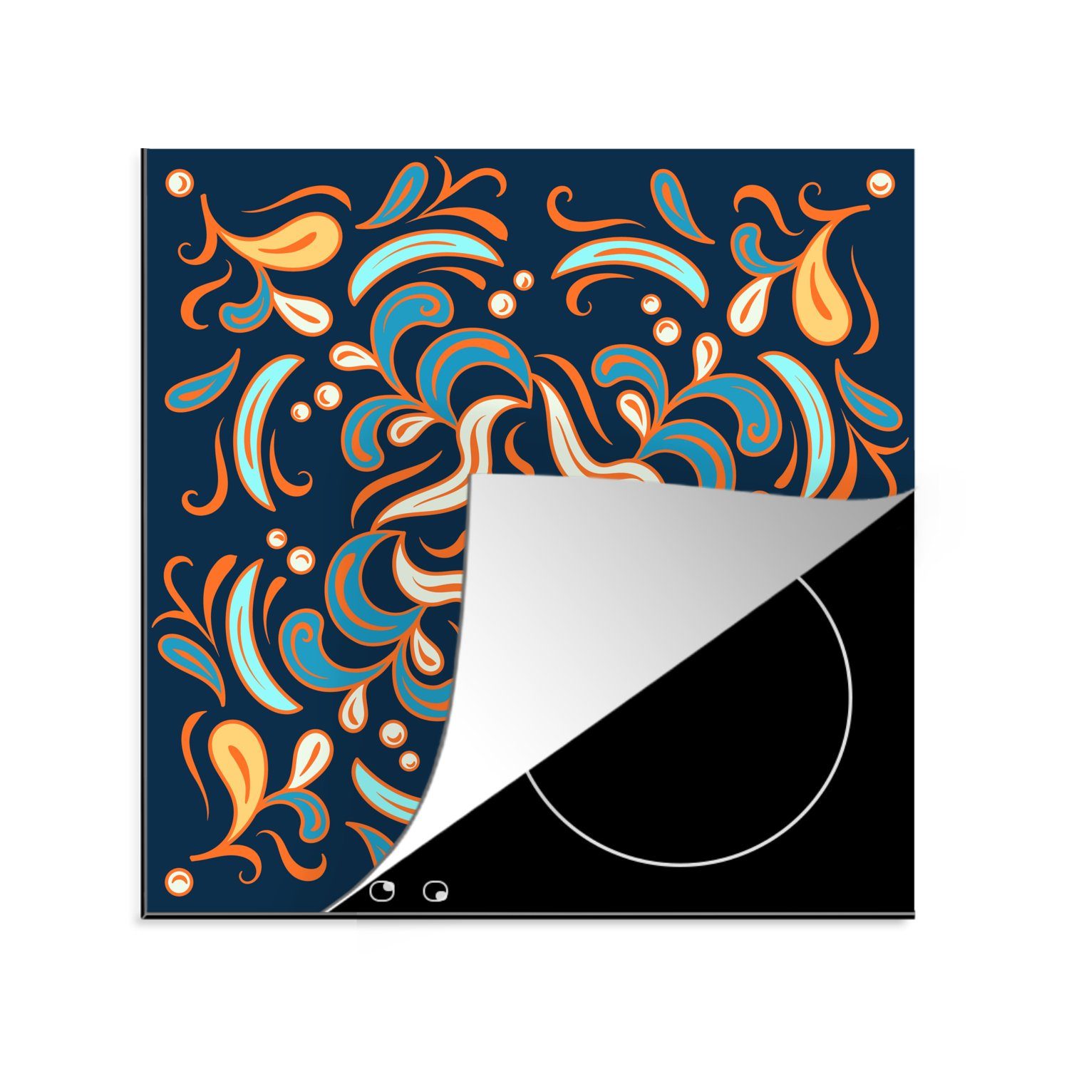 MuchoWow Herdblende-/Abdeckplatte Blätter - Farben - Muster, Vinyl, (1 tlg), 78x78 cm, Ceranfeldabdeckung, Arbeitsplatte für küche