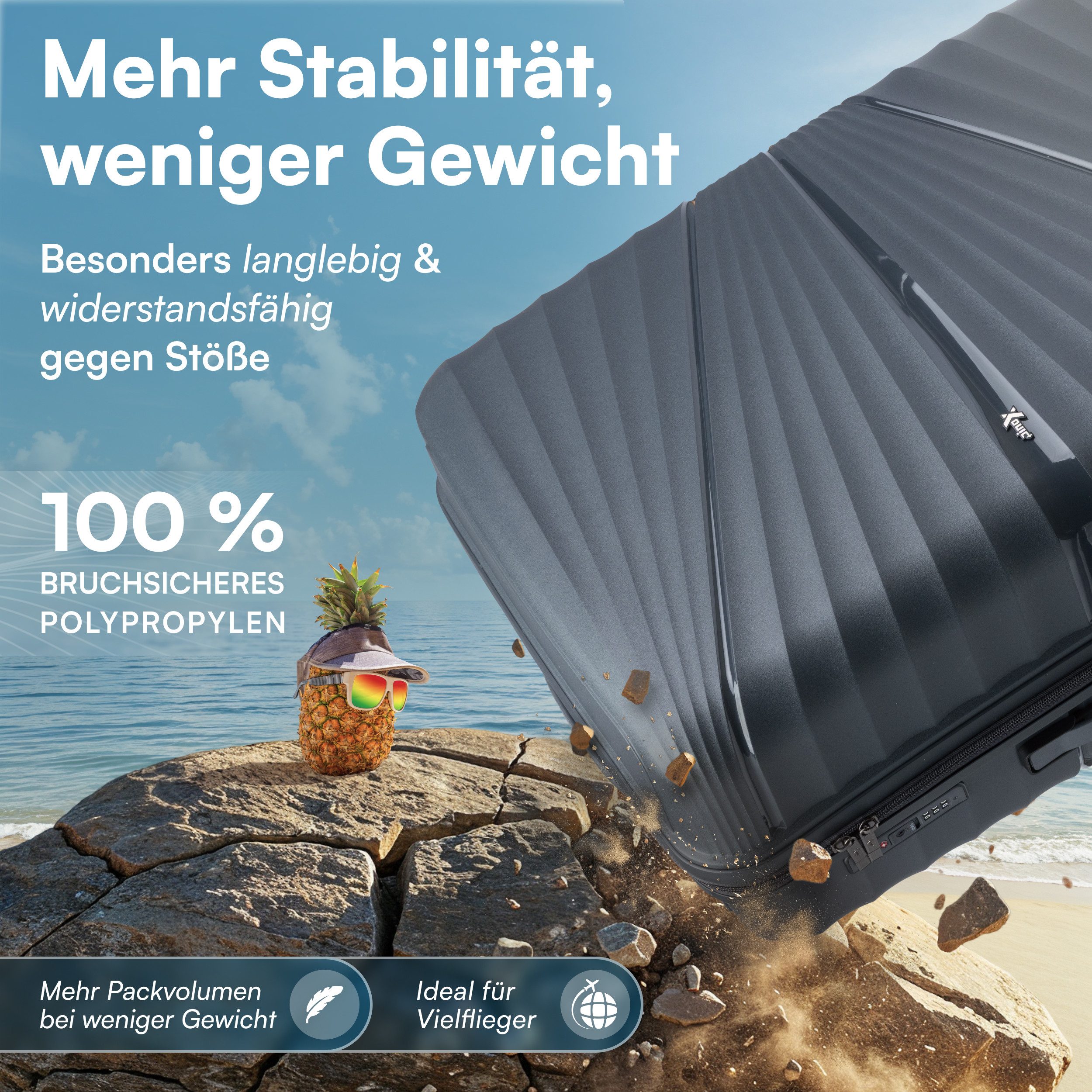 Xonic Koffer Xonic® Hartschalenkoffer Bruchsicherer Rollkoffer TSA-Reisekoffer, 4 Rollen