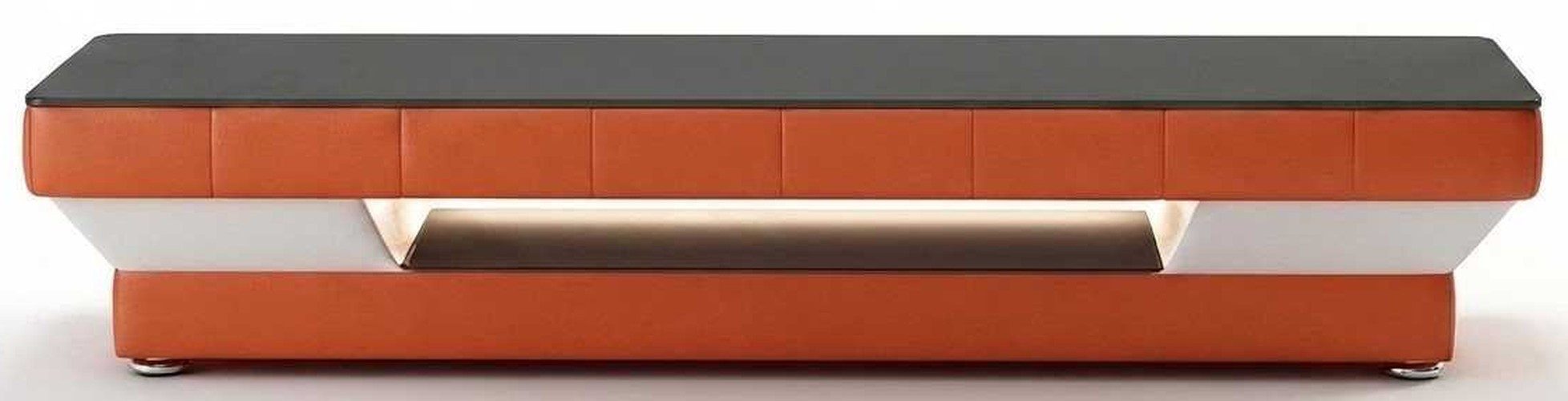 Xlmoebel Lowboard Oranges TV Lowboard Kunstleder Holz Medienmöbel Wohnzimmer Modern (1 St., 1-tlg), LED beleuchtet