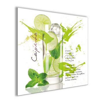 artissimo Glasbild Glasbild 50x50cm Bild aus Glas Küche Küchenbild Cocktail grün