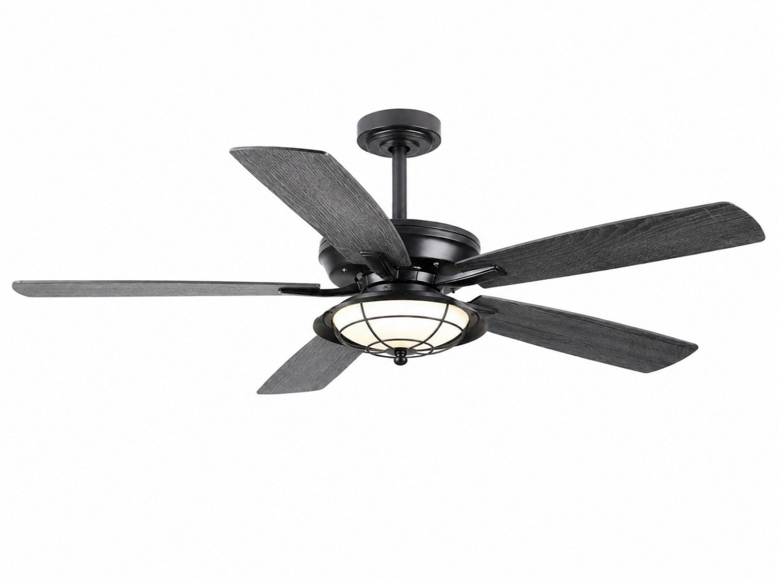 Surtime Deckenventilator mit LED-Beleuchtung, 6 Geschwindigkeiten, 5 Wendeflügel, IP44, Leiser DC-Motor, 3-stufige Lichtfarben, Timer-Funktion