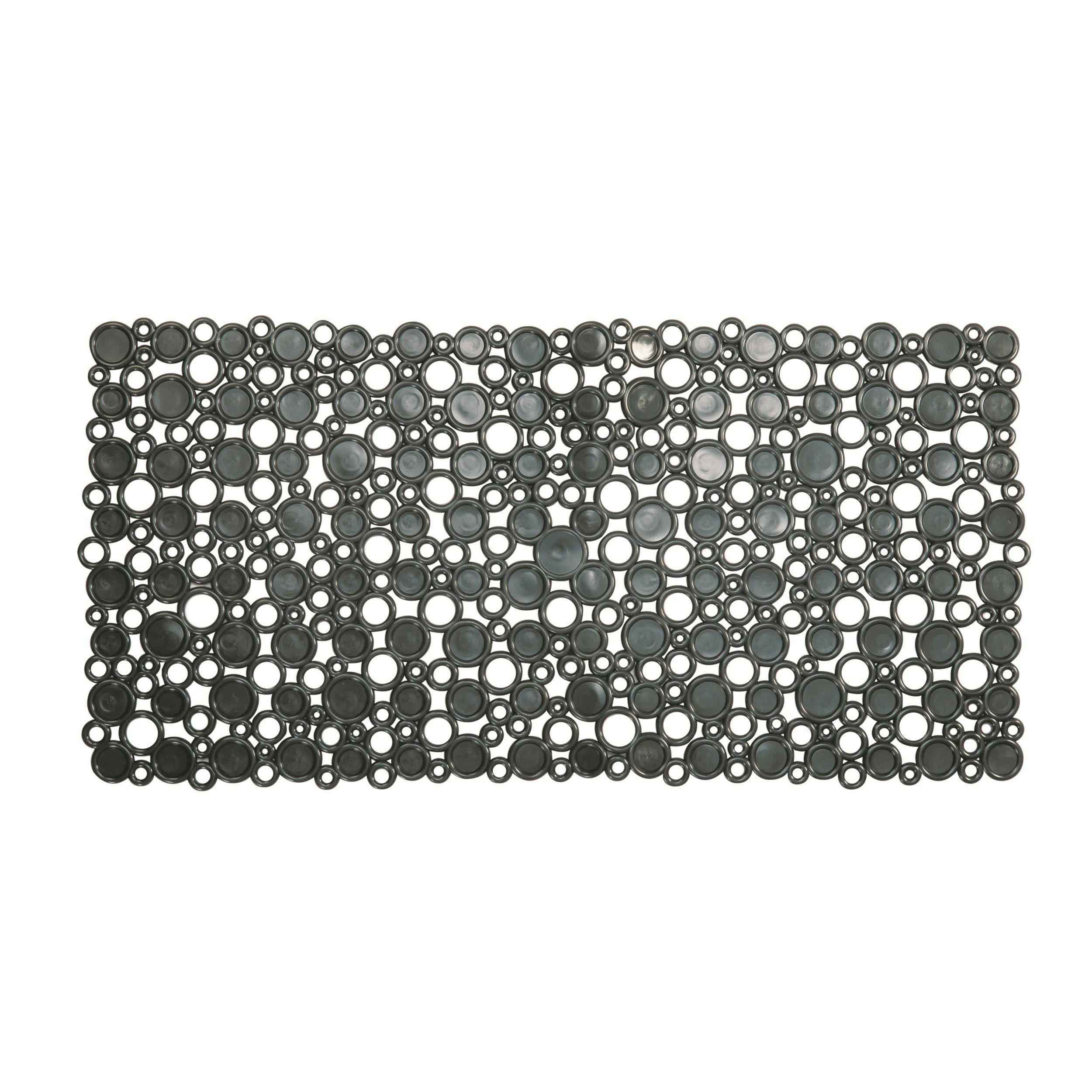 spirella Duschmatte RINGS, mit Saugnäpfen, ausgerüstet mit Sanitized© Hygienefunktion, rutschfest, pflegeleicht, antibakteriell, PVC, Dusch- und Wanneneinlage, PVC, trendige Ringe-Optik, grau 72 x 36 cm