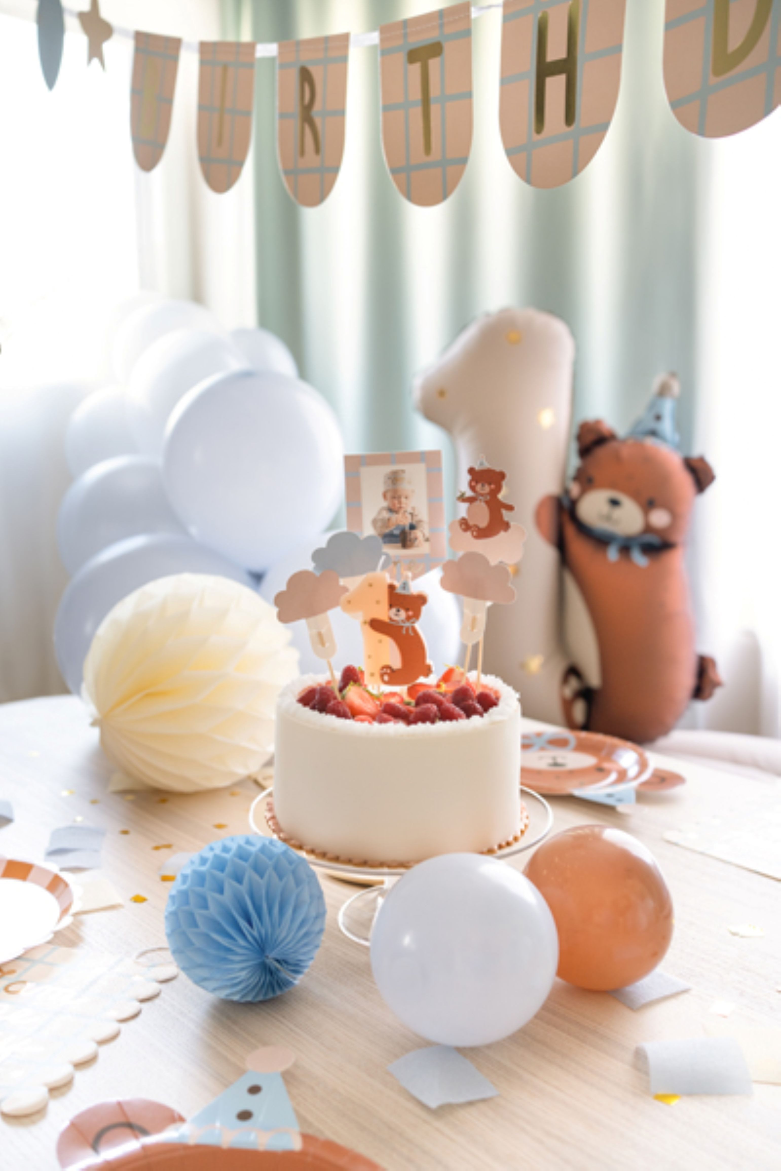 partydeco Geburtstagskerze Süße Geburtstagskerze mit Bärchen – perfekt für den ersten Geburtstag