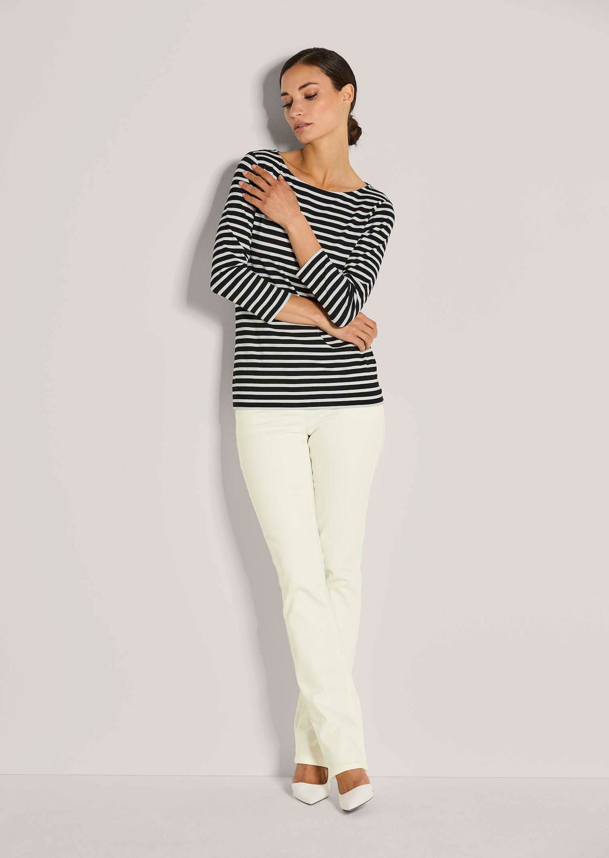 MADELEINE 3/4-Arm-Shirt Ringelshirt mit U-Boot-Ausschnitt, Halbarm Viskoses günstig online kaufen