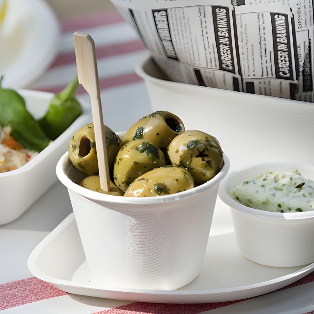 PAPSTAR Einwegschale 500 x Fingerfood - Zuckerrohr eckig 50 ml 3,8 x 4,6 x 4,6 cm weiss, Zuckerrohr