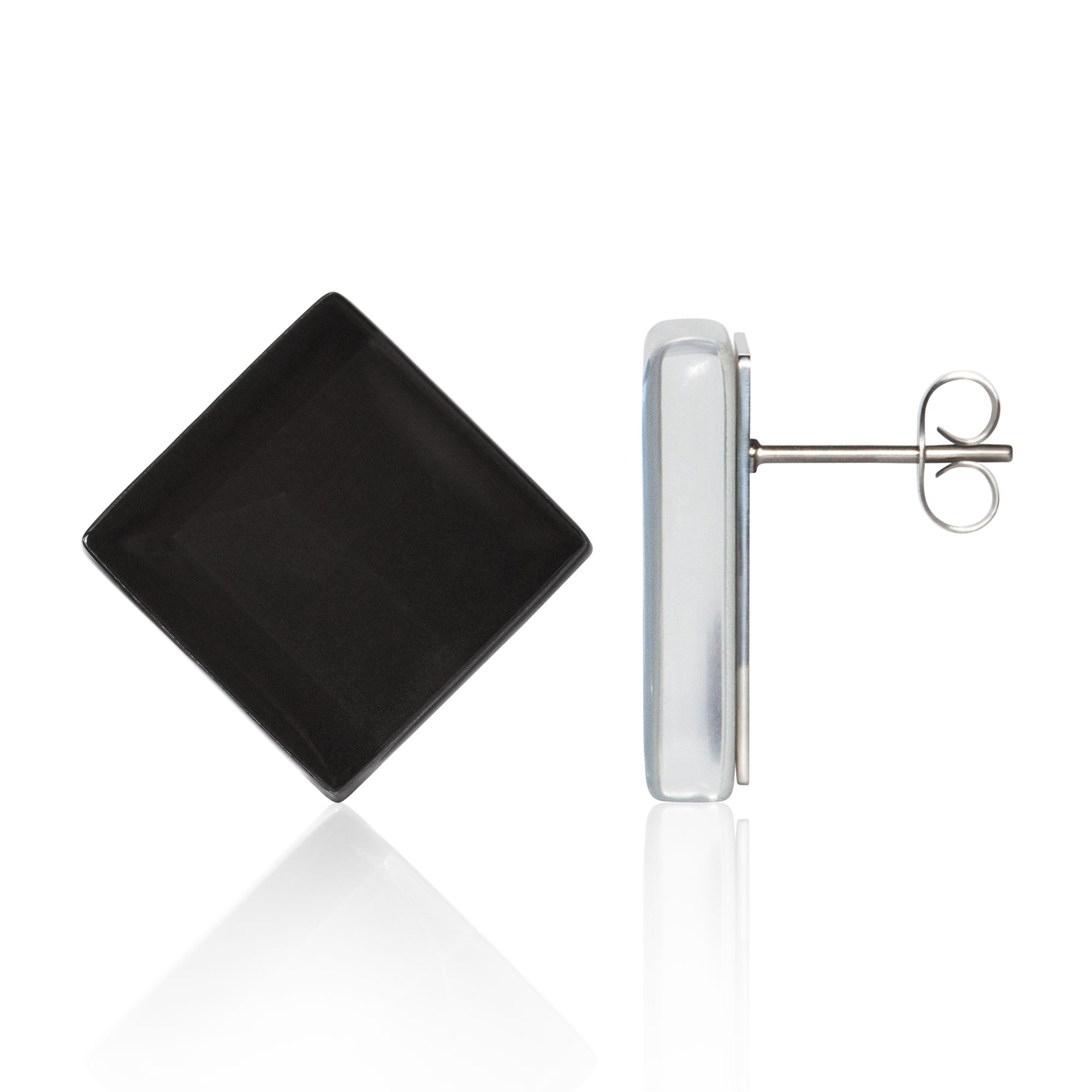 ALEXASCHA Paar Ohrstecker Quadratische Statement Ohrringe aus Glas • handgemacht