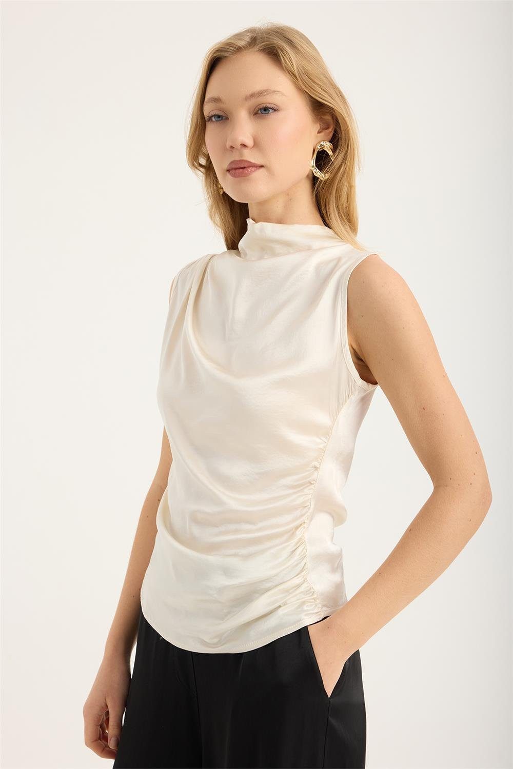 HomeStore Blusentop Ärmellose Drapierte Bluse - Linke Seite günstig online kaufen