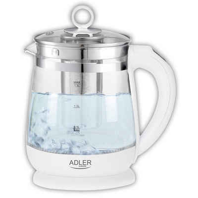 JUNG Wasserkocher ADLER AD1299 Wasserkocher Glas mit Temperatureinstellung Digital, 1,7 l, 2200,00 W, Glas mit Edelstahl, LED Beleuchtung & Farbwechsel, 360° Basis Kettle